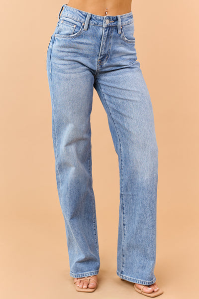 Mica Denim Light Wash Stretchy Wide Leg Jeans