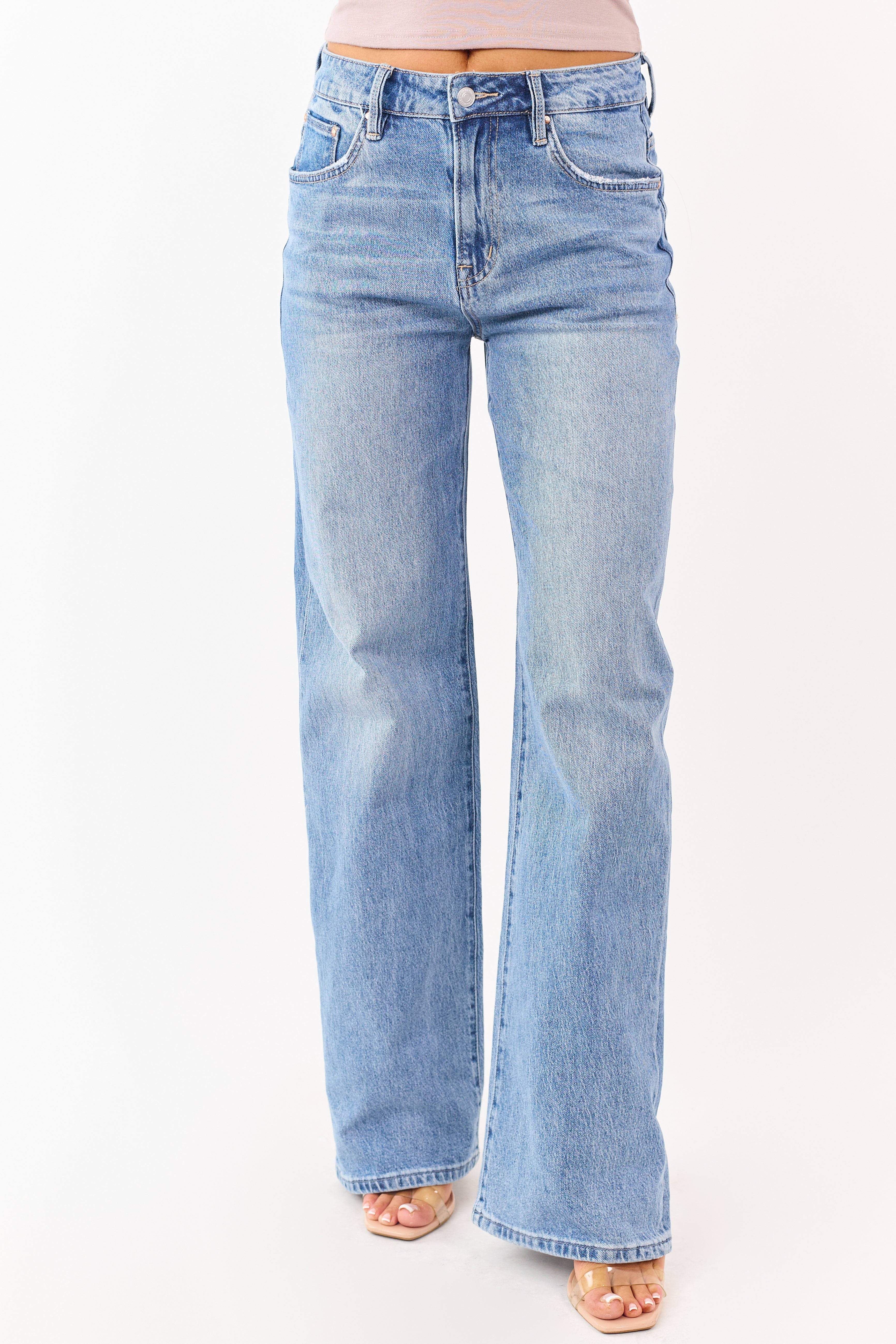 Mica Denim Light Wash Stretchy Wide Leg Jeans