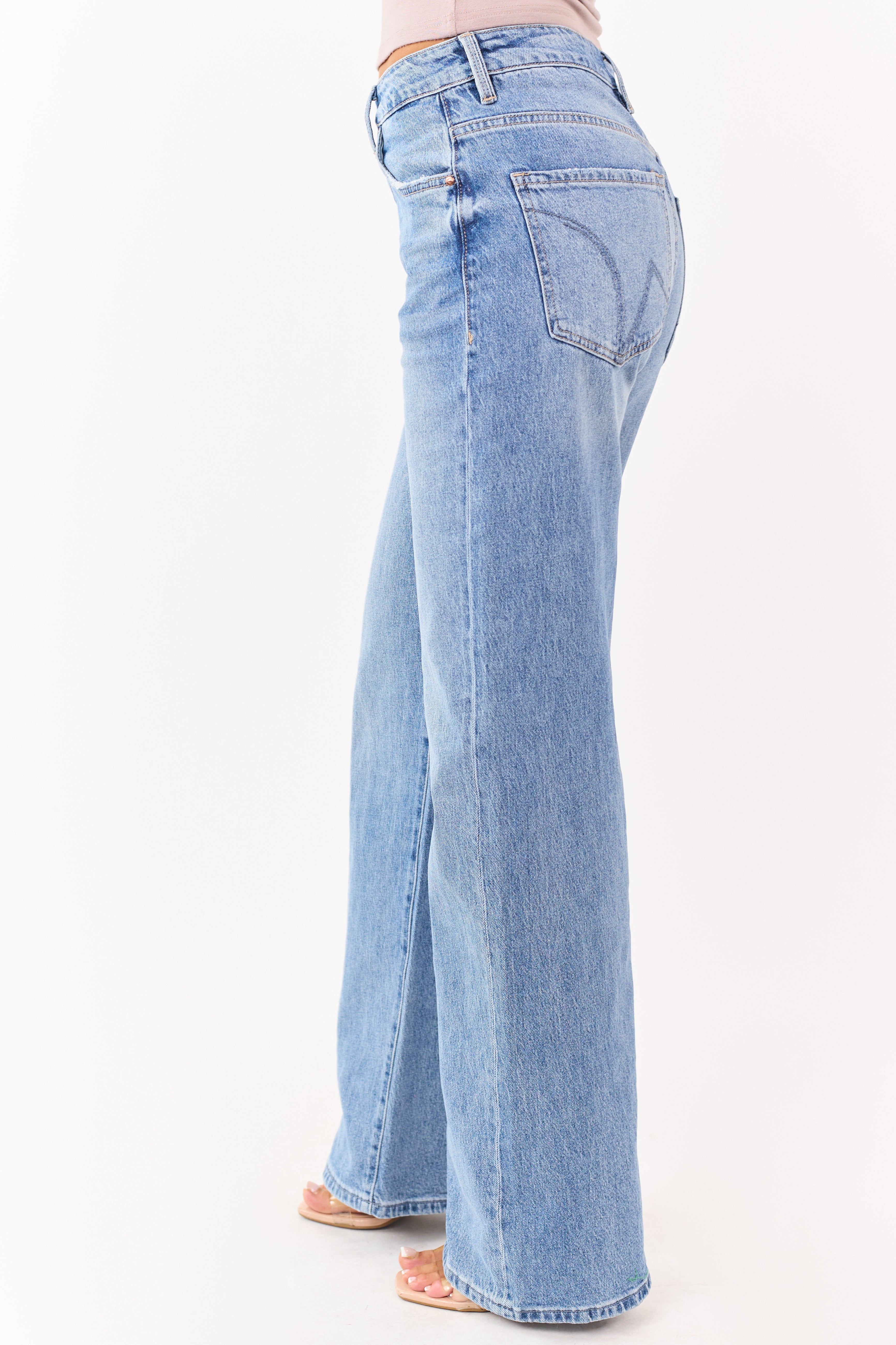 Mica Denim Light Wash Stretchy Wide Leg Jeans