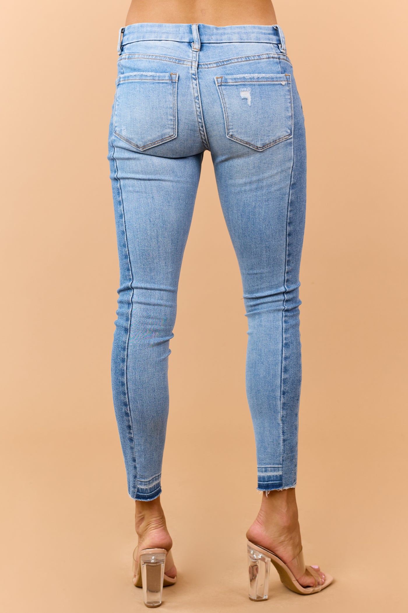 Mica Denim Light Wash Two Tone Stretchy Skinny Jeans