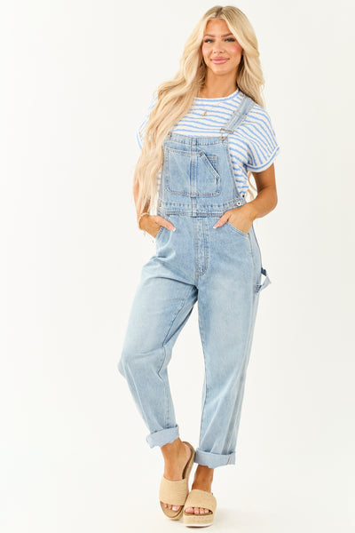Mica Denim Light Wash Utility Straight Leg Overalls