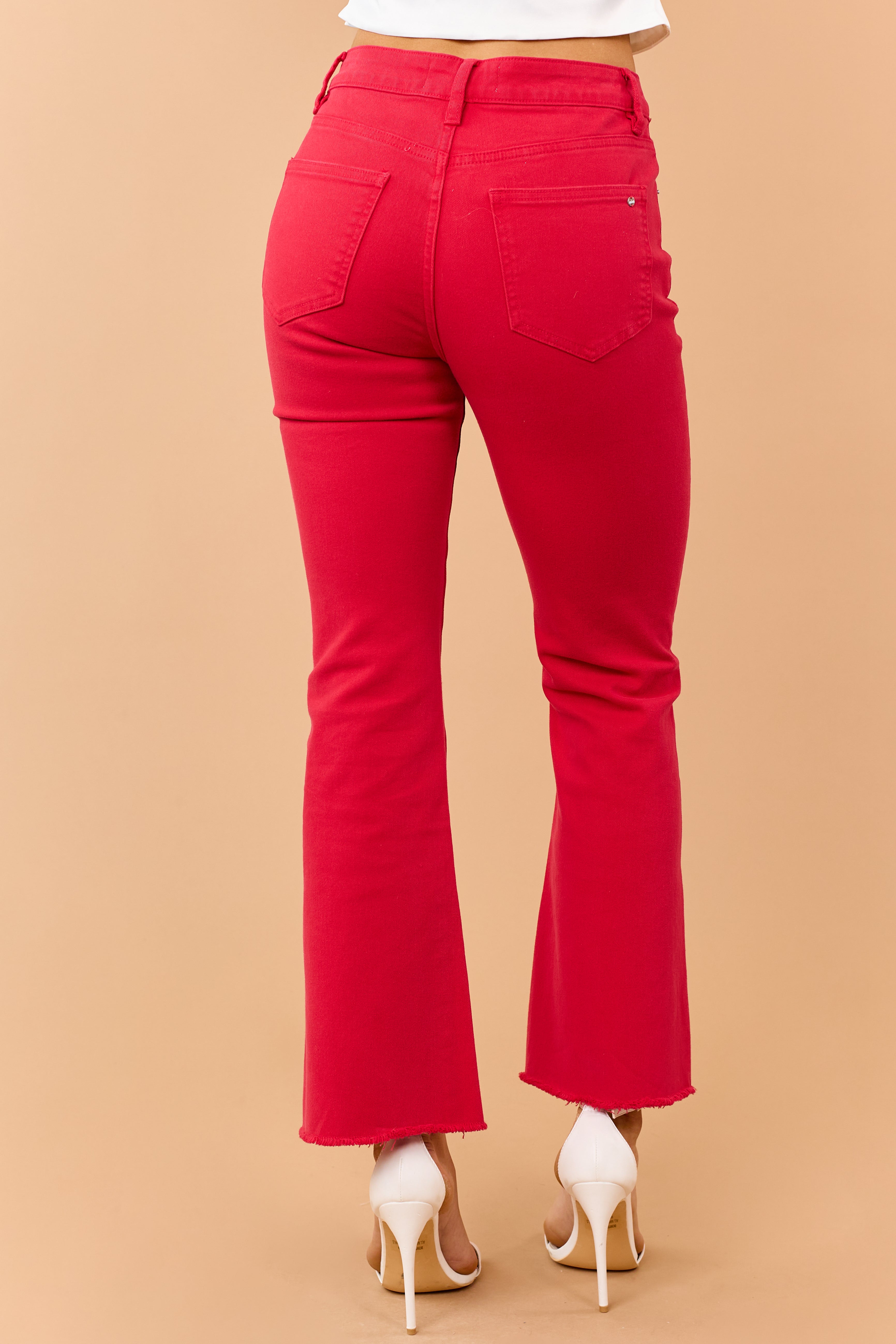Mica Denim Lipstick High Rise Kick Flare Stretch Jeans