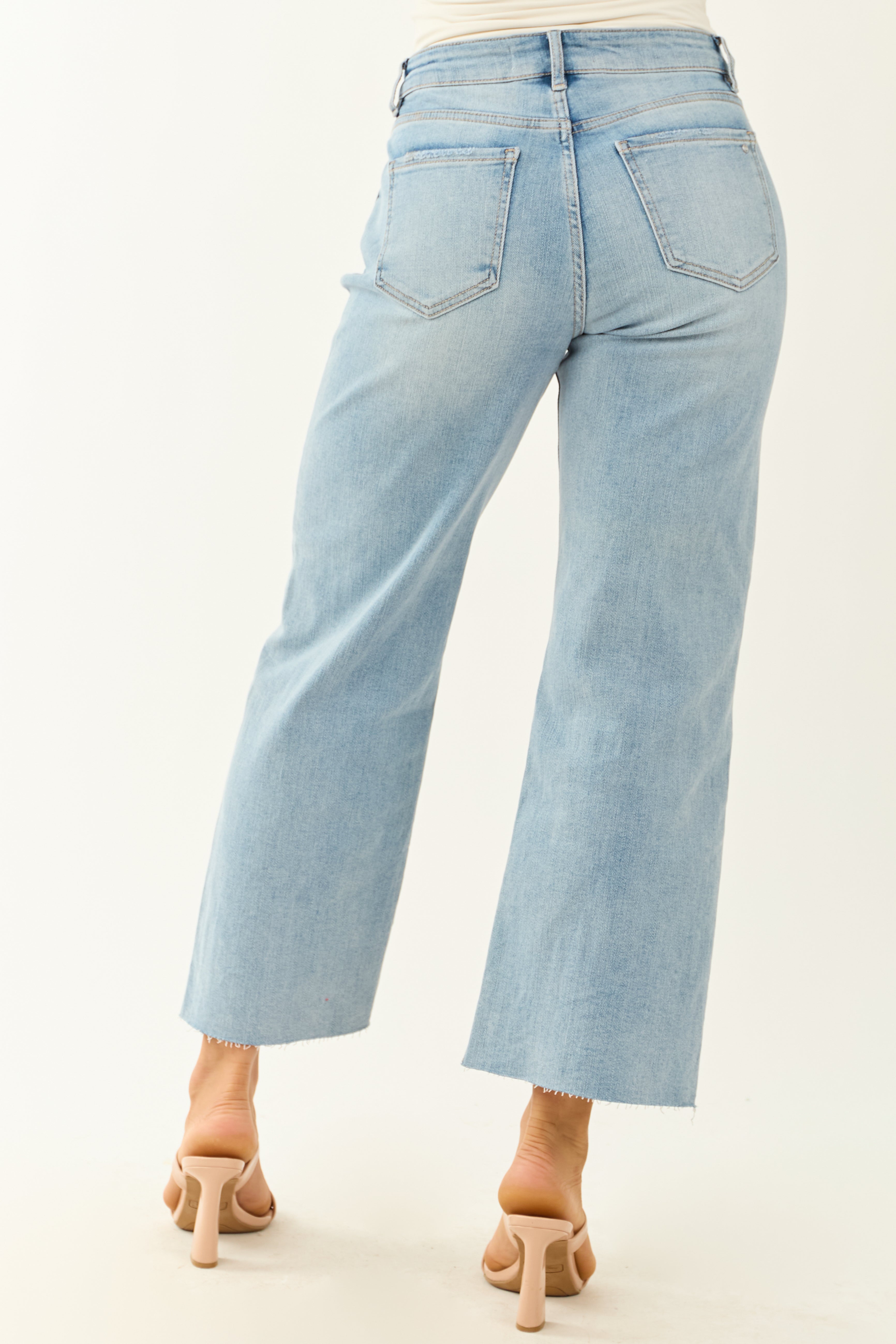 Mica Denim Medium Cropped Stretchy Wide Leg Jeans
