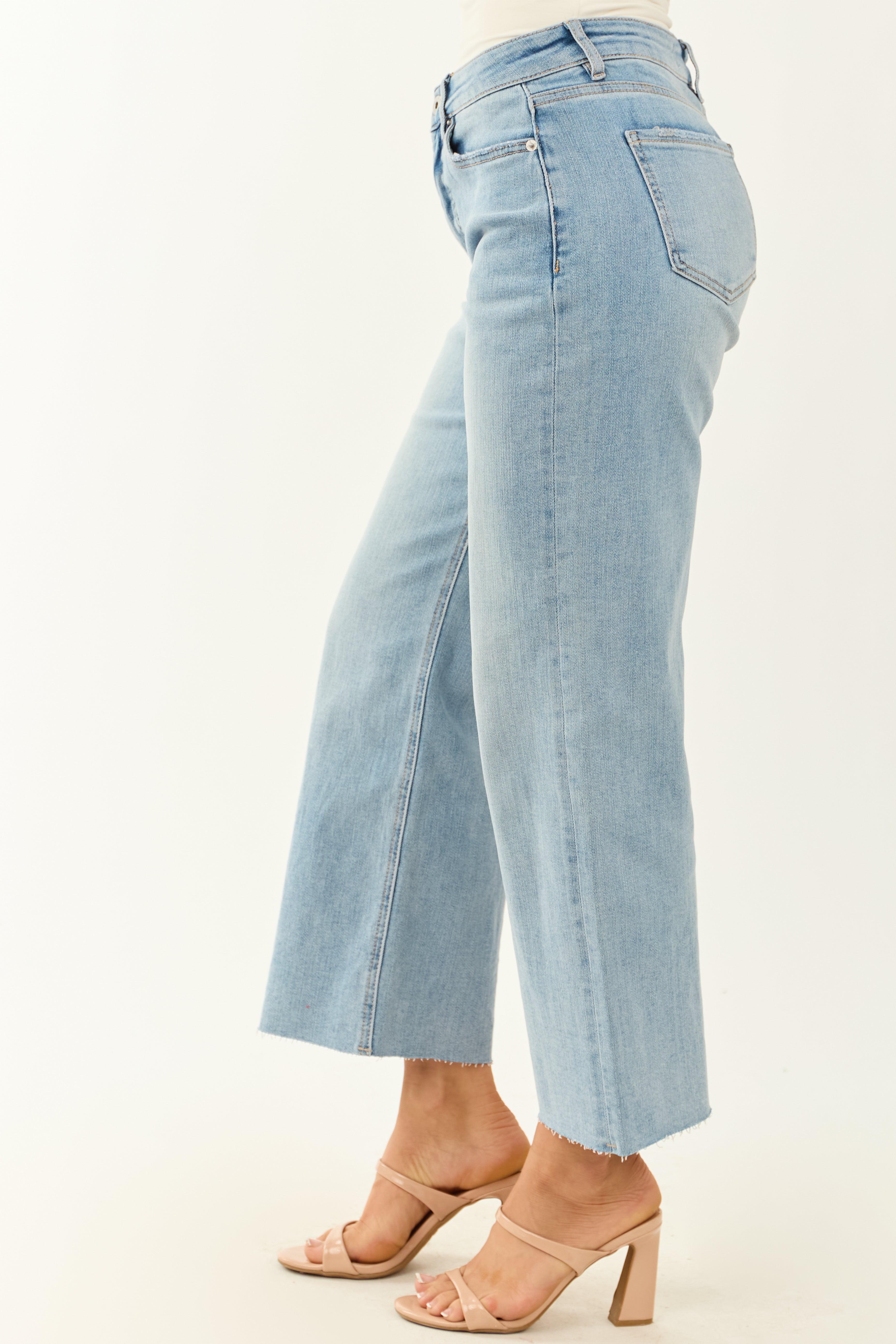 Mica Denim Medium Cropped Stretchy Wide Leg Jeans