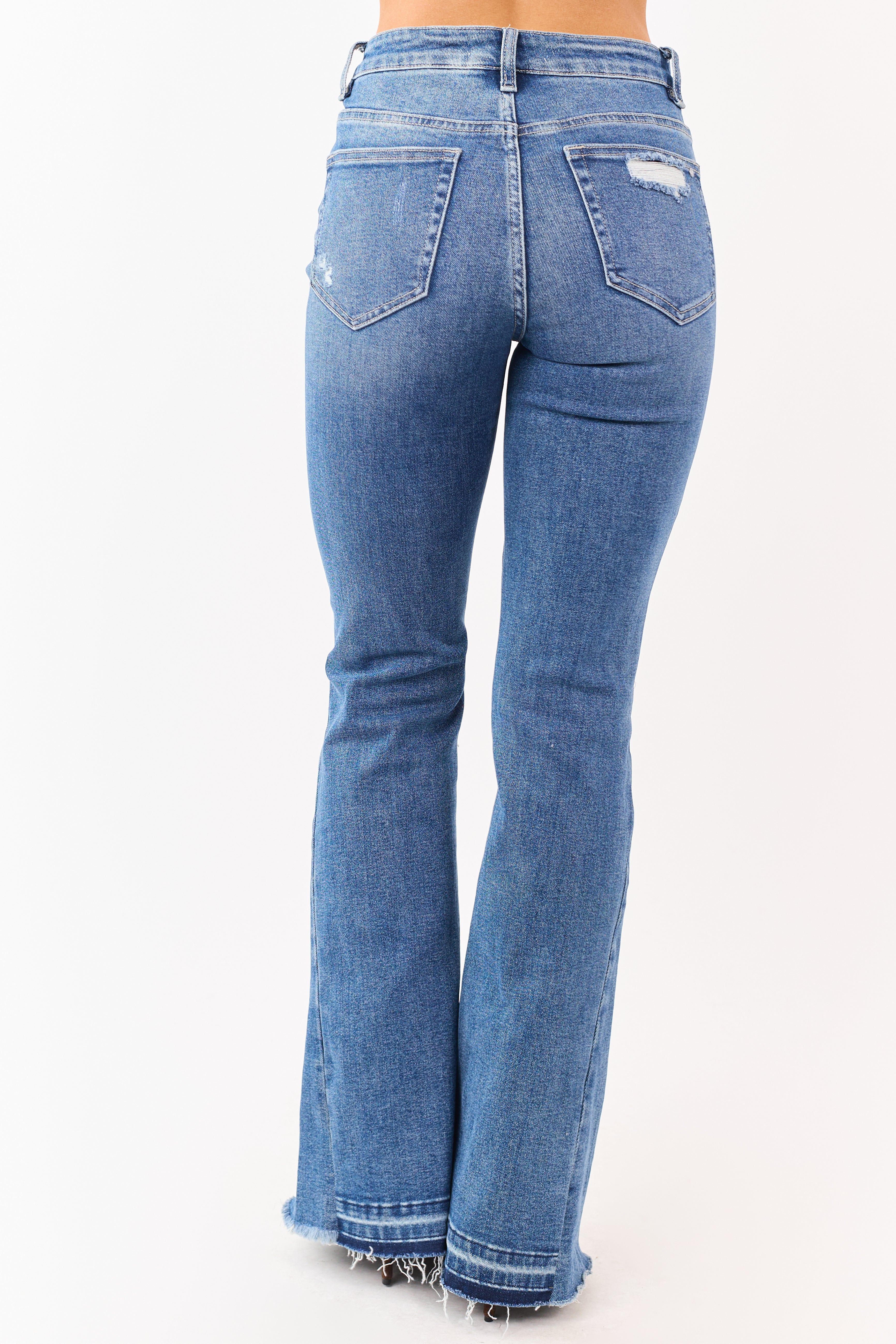 Mica Denim Medium Distressed Stretchy Flare Jeans