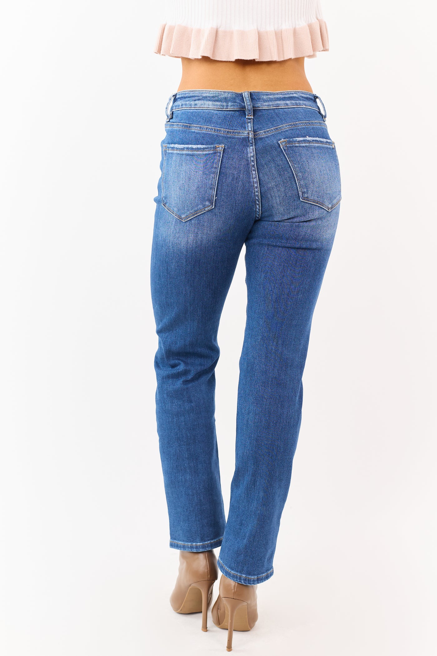 Mica Denim Medium Distressed Stretchy Straight Jeans