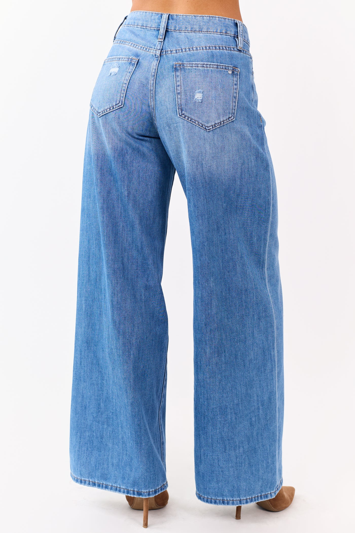 Mica Denim Medium High Rise Super Wide Leg Jeans