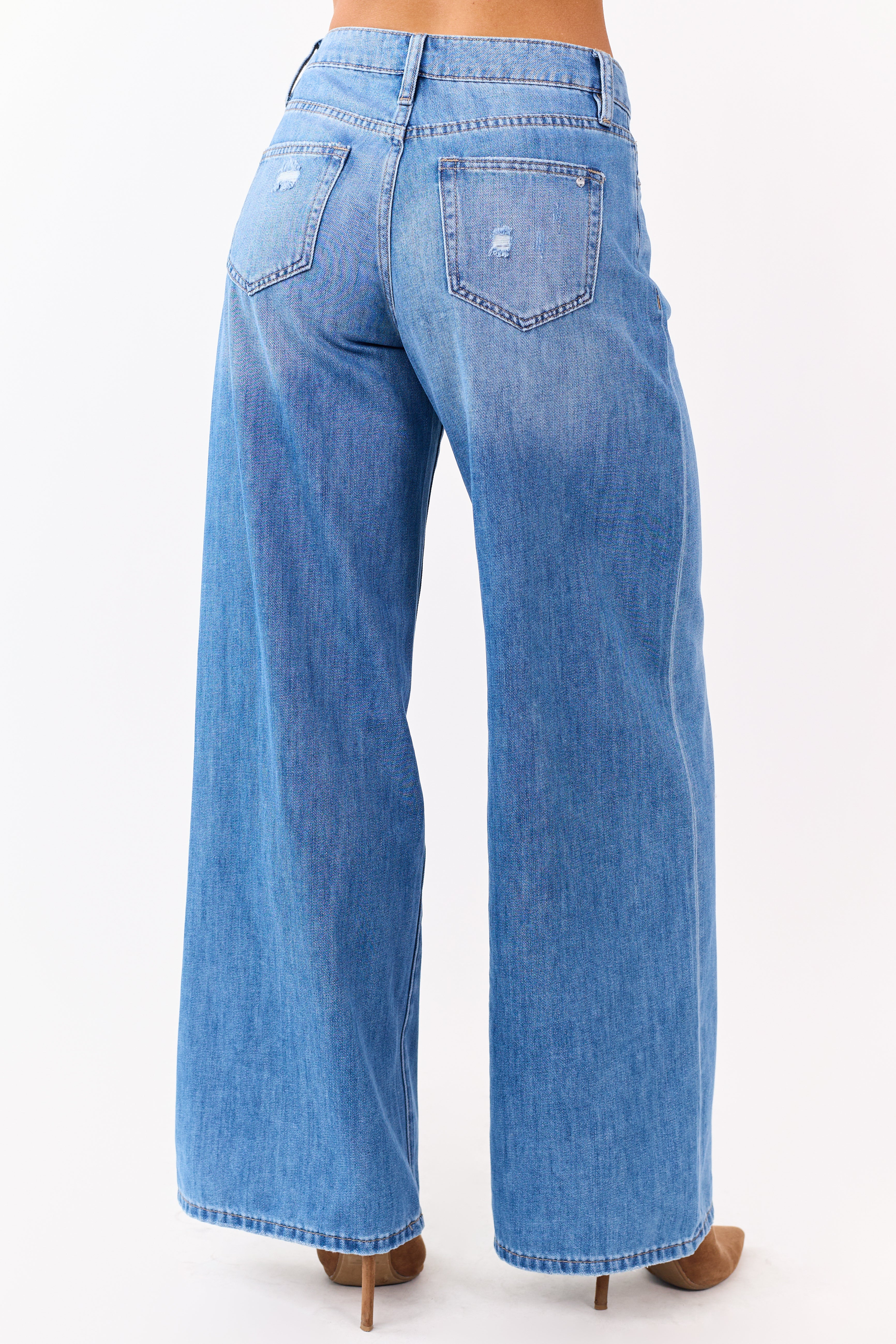 Mica Denim Medium High Rise Super Wide Leg Jeans