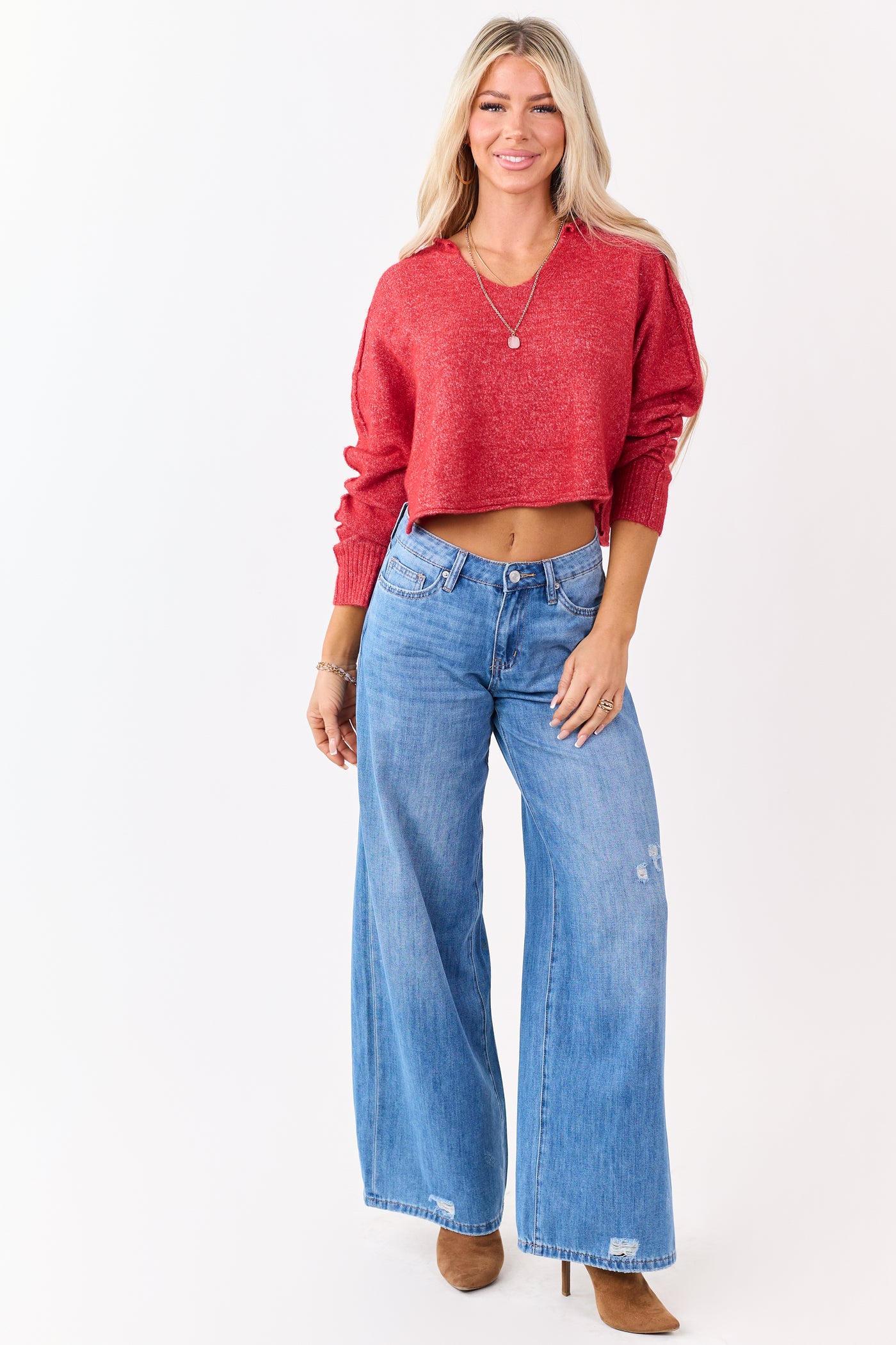 Mica Denim Medium High Rise Super Wide Leg Jeans