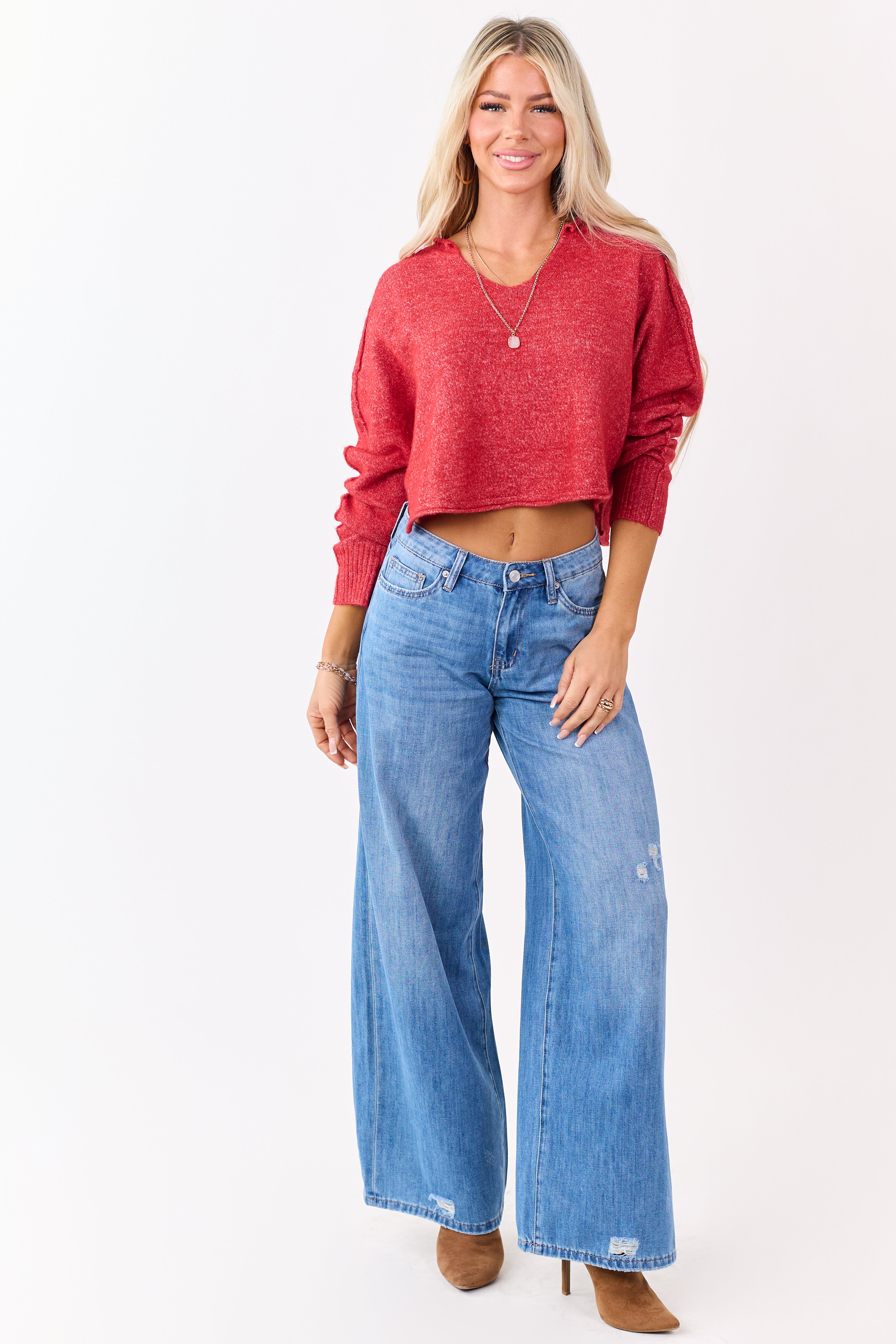Mica Denim Medium High Rise Super Wide Leg Jeans
