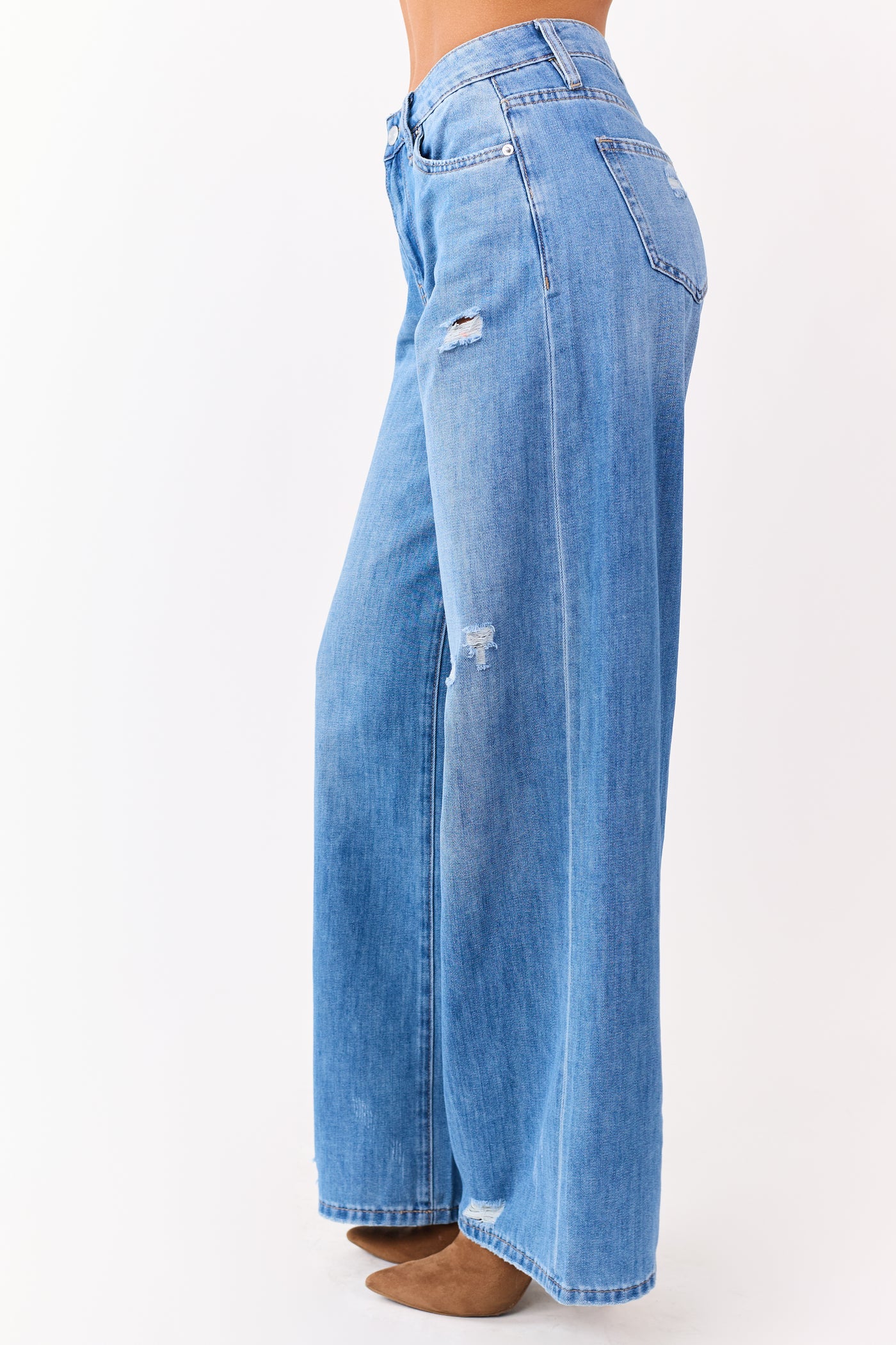 Mica Denim Medium High Rise Super Wide Leg Jeans