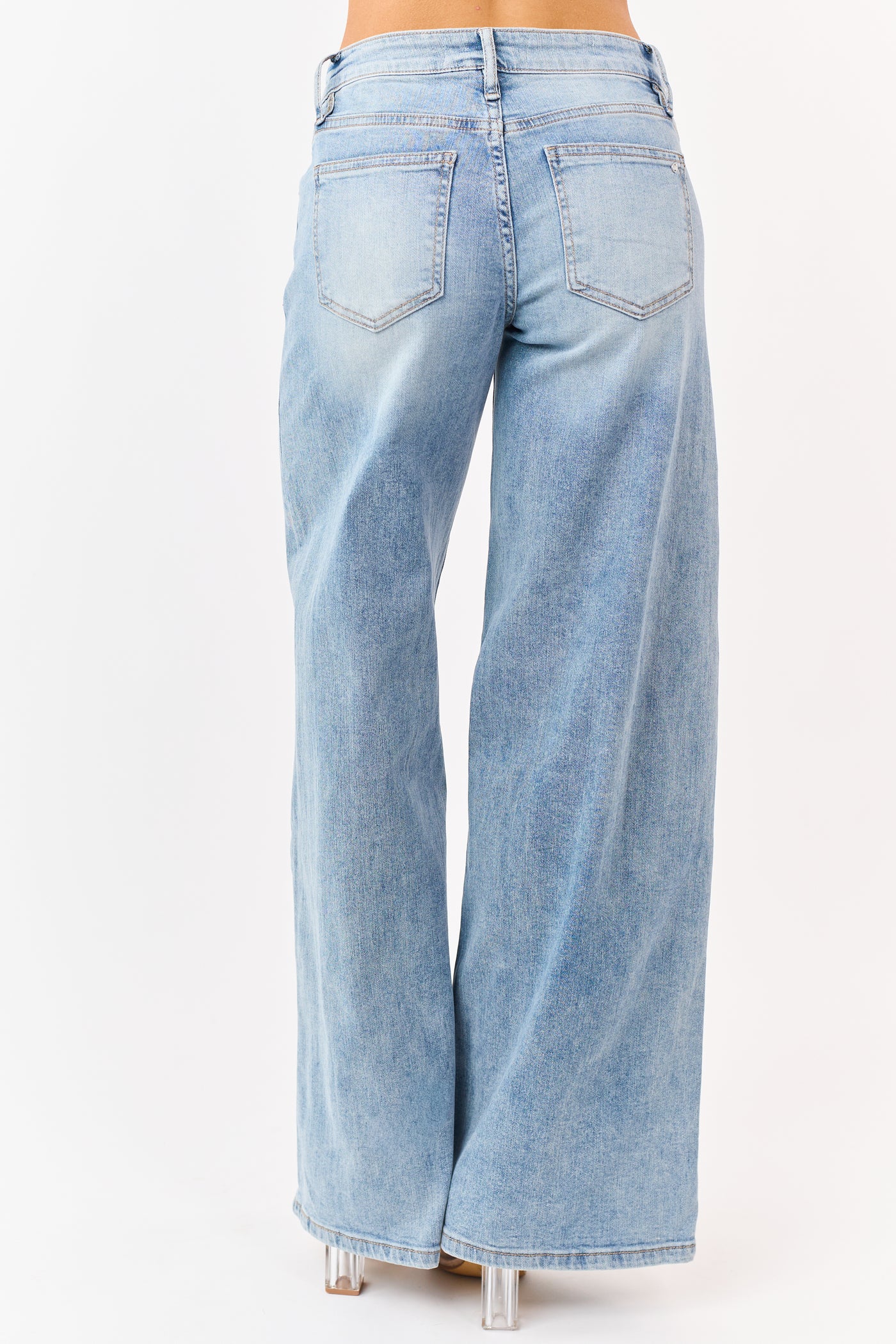 Mica Denim Medium Side Panel Wide Stretch Jeans