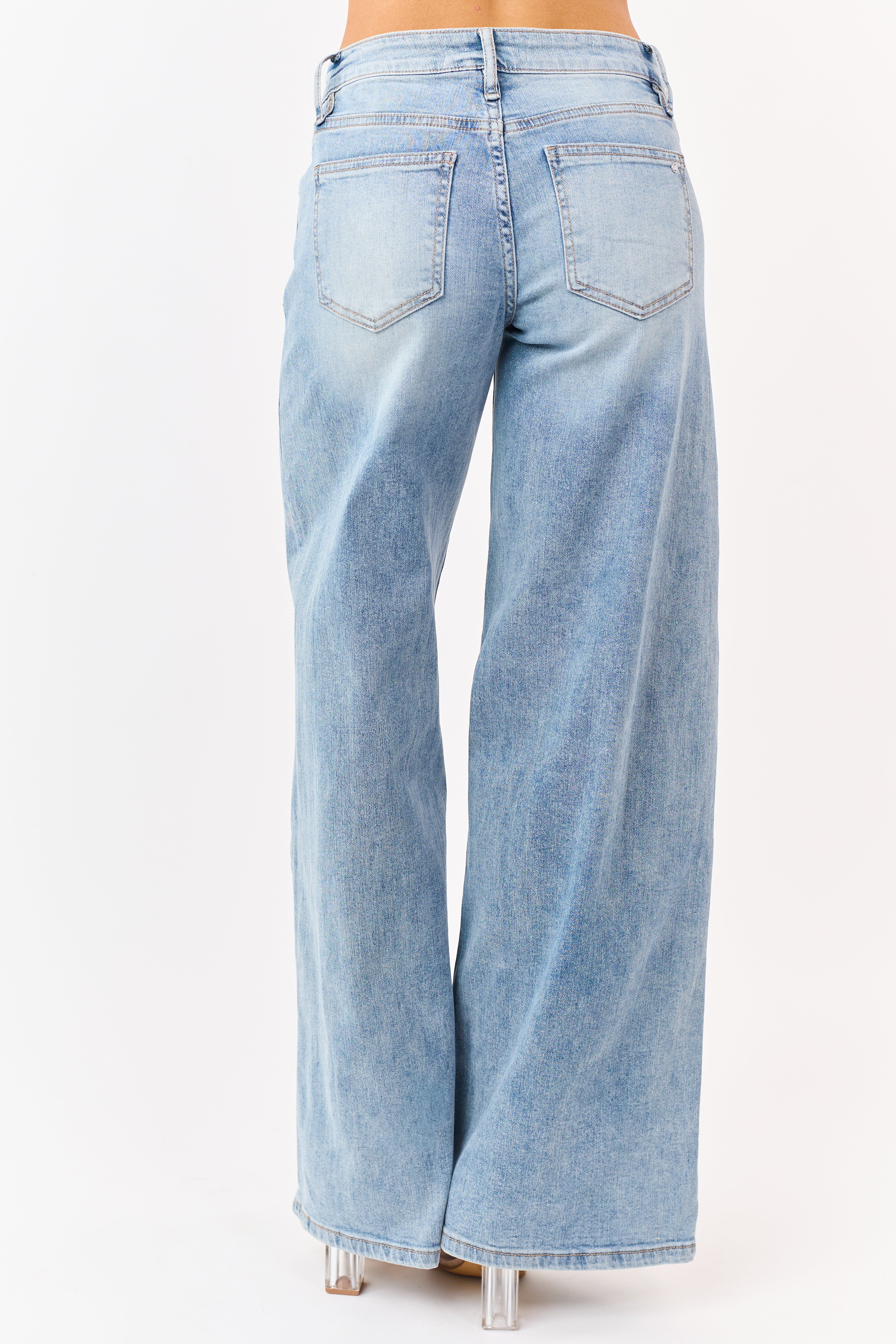 Mica Denim Medium Side Panel Wide Stretch Jeans