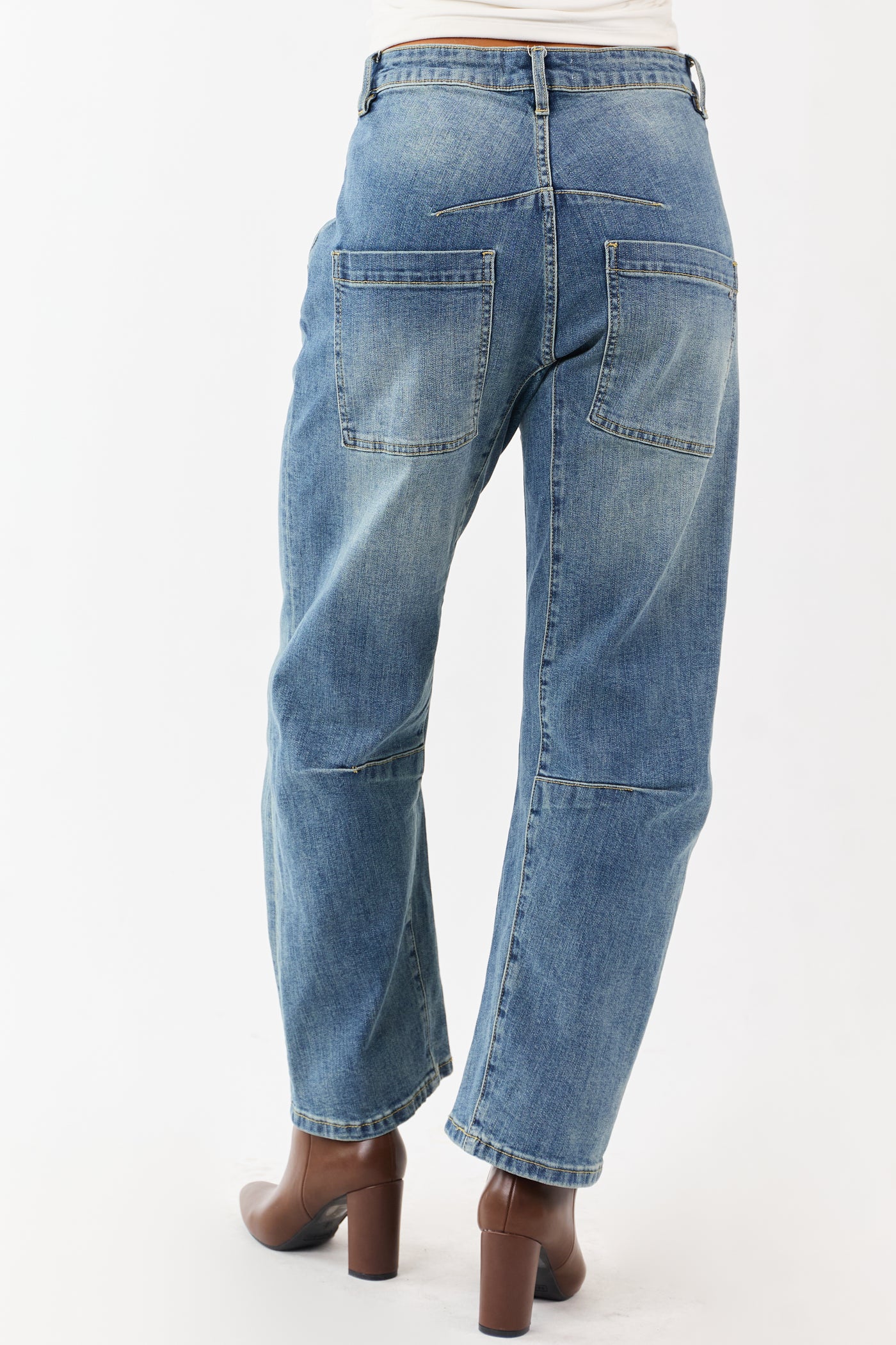 Mica Denim Medium Vintage Wash Stretchy Barrel Jeans