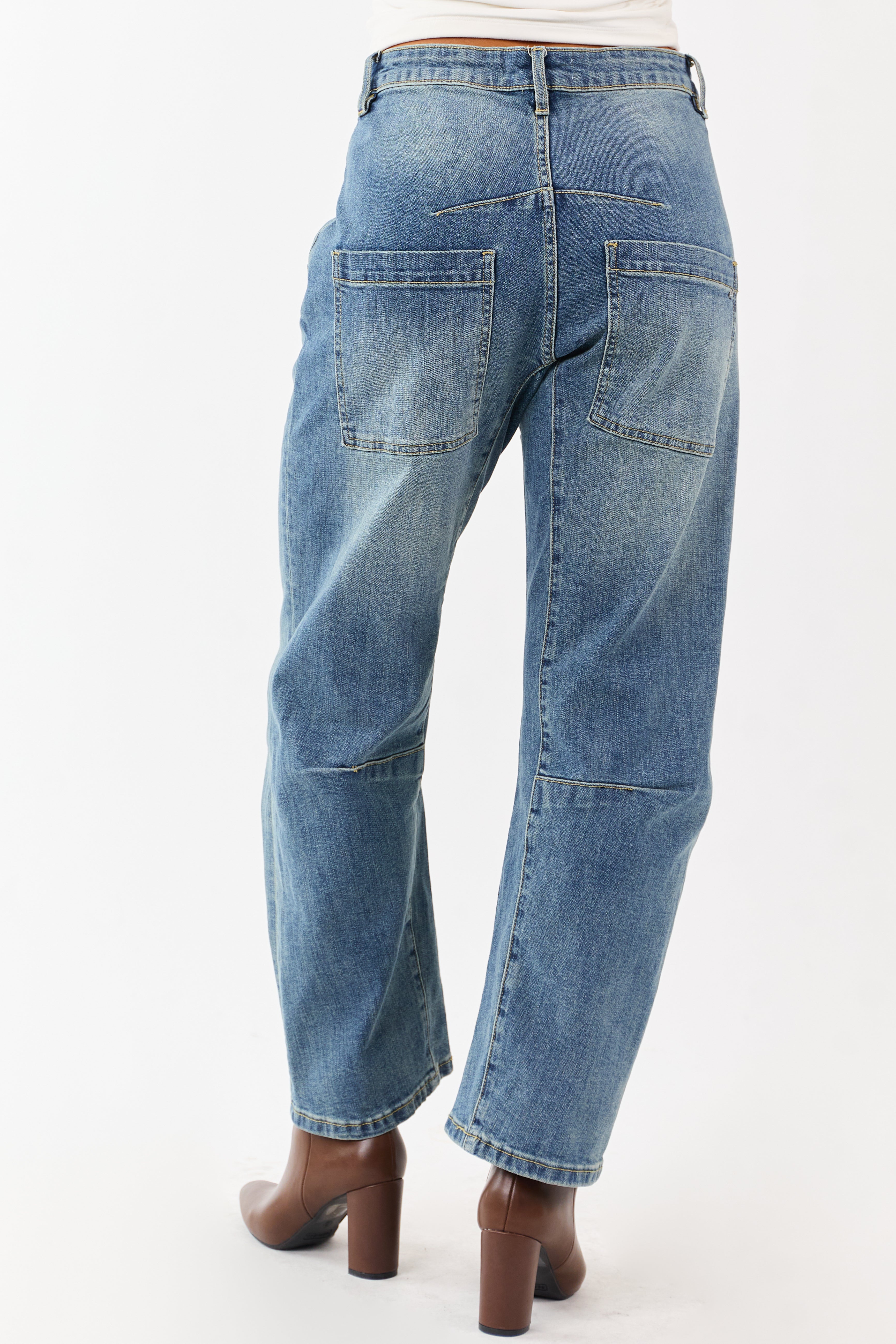 Mica Denim Medium Vintage Wash Stretchy Barrel Jeans