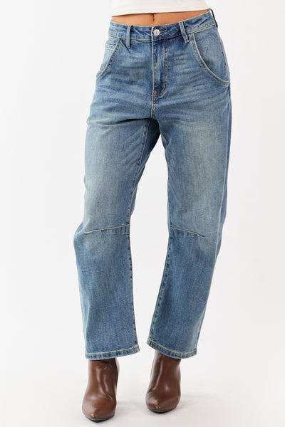 Mica Denim Medium Vintage Wash Stretchy Barrel Jeans