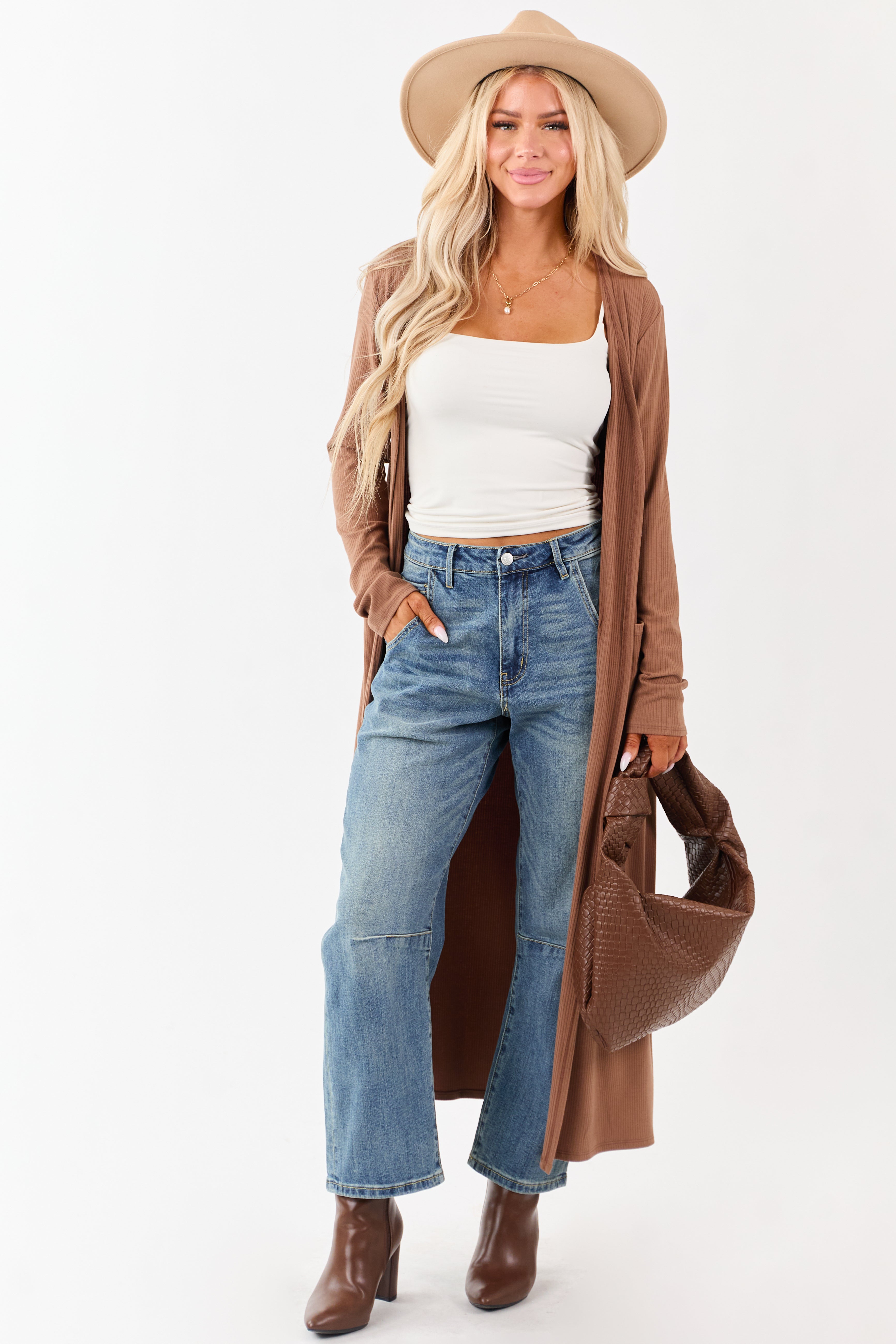 Mica Denim Medium Vintage Wash Stretchy Barrel Jeans