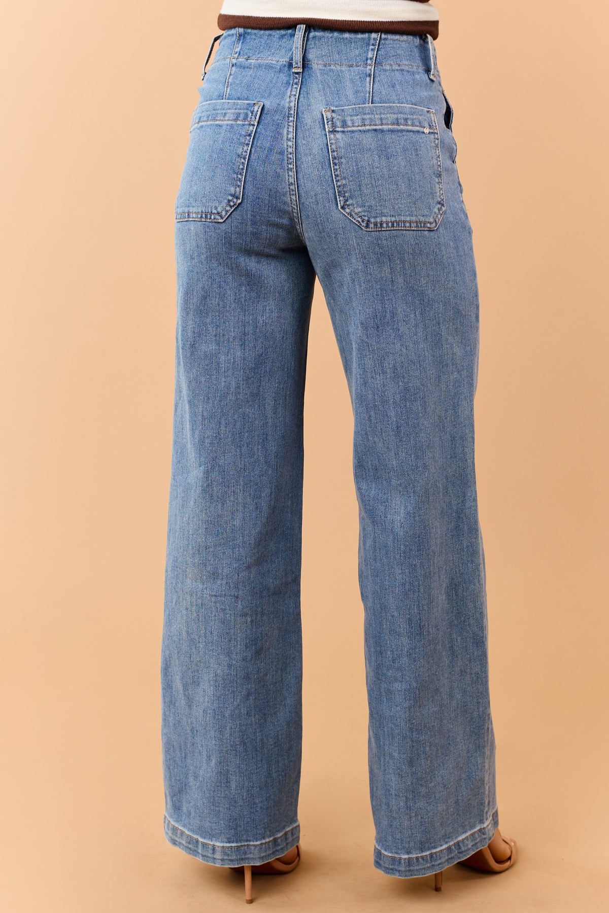 Mica Denim Medium Wash Center Seam Wide Leg Jeans