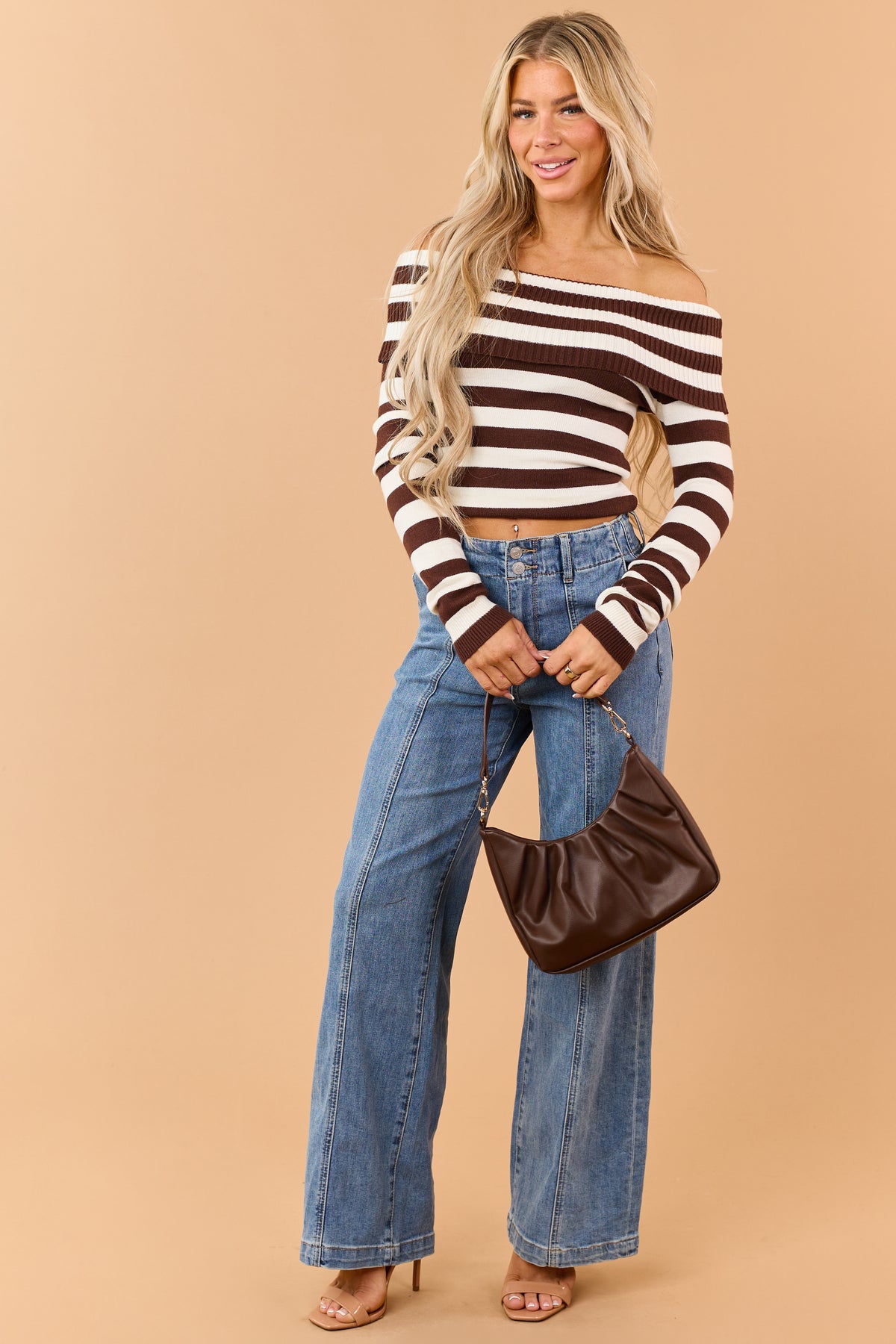Mica Denim Medium Wash Center Seam Wide Leg Jeans