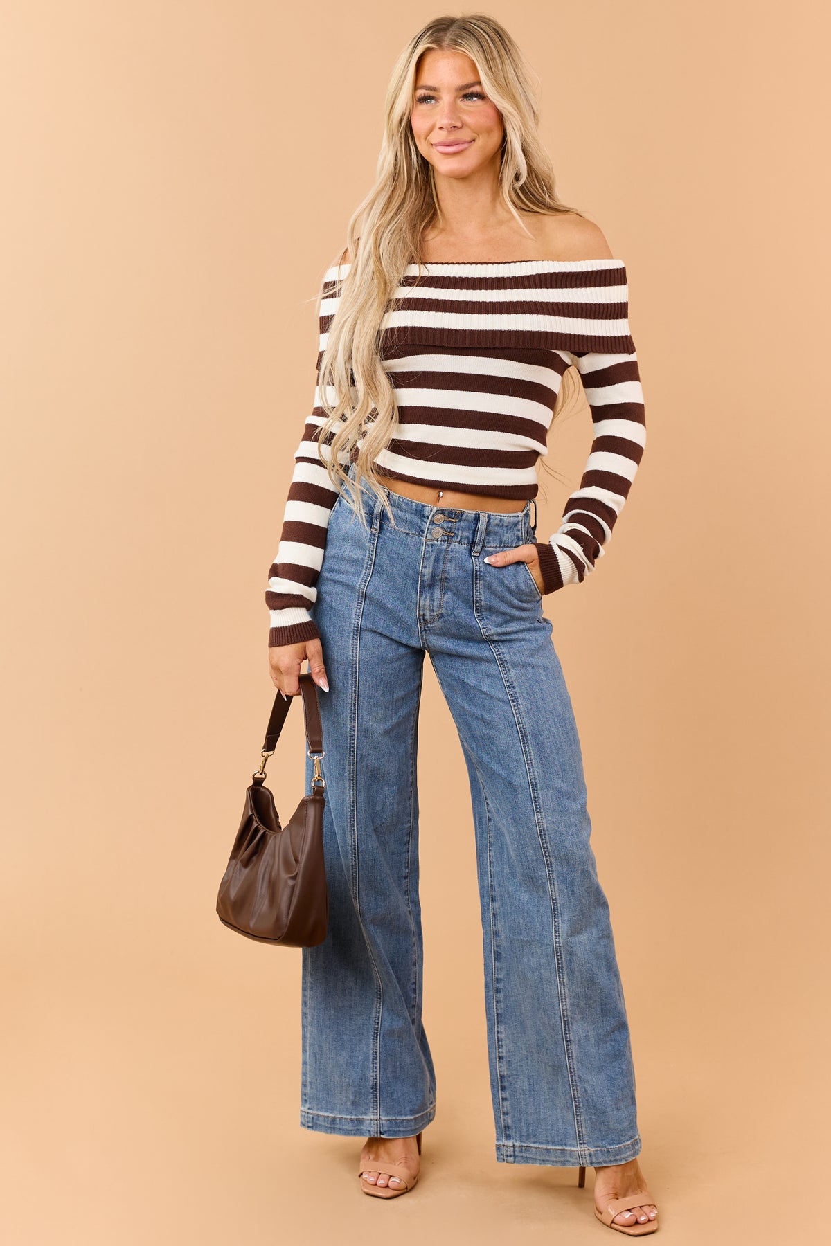 Mica Denim Medium Wash Center Seam Wide Leg Jeans