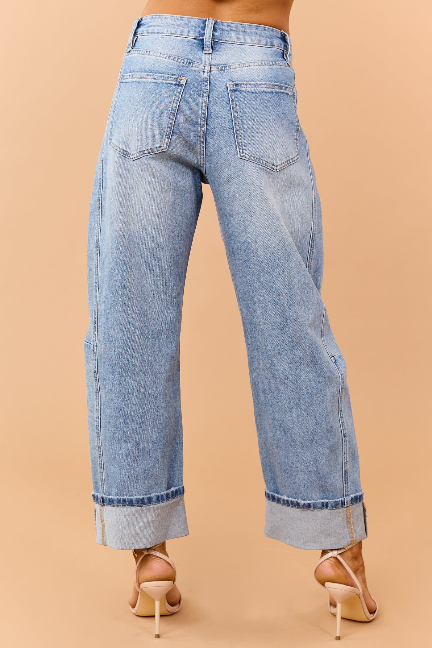 Mica Denim Medium Wash Cuffed Barrel Jeans