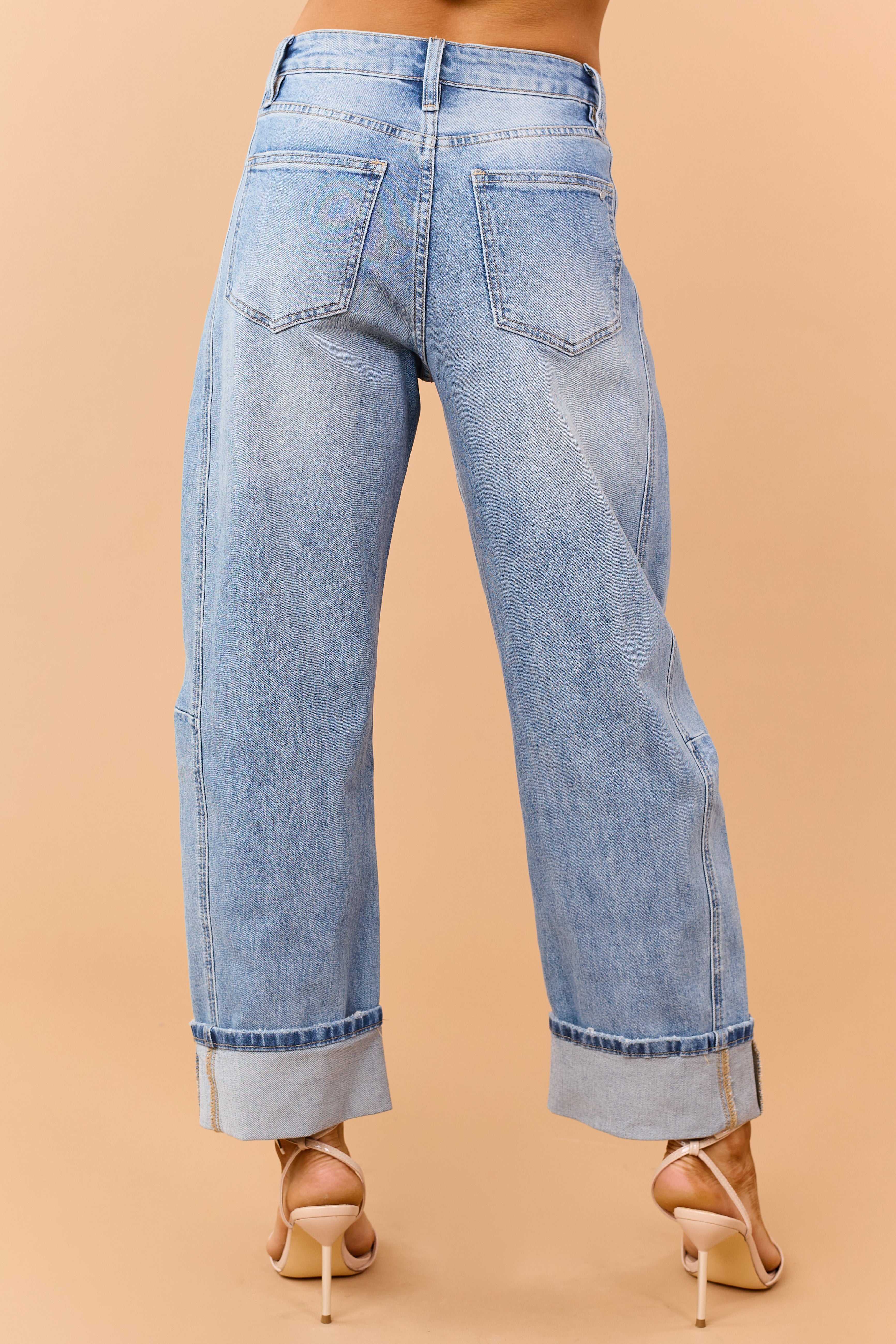 Mica Denim Medium Wash Cuffed Barrel Jeans