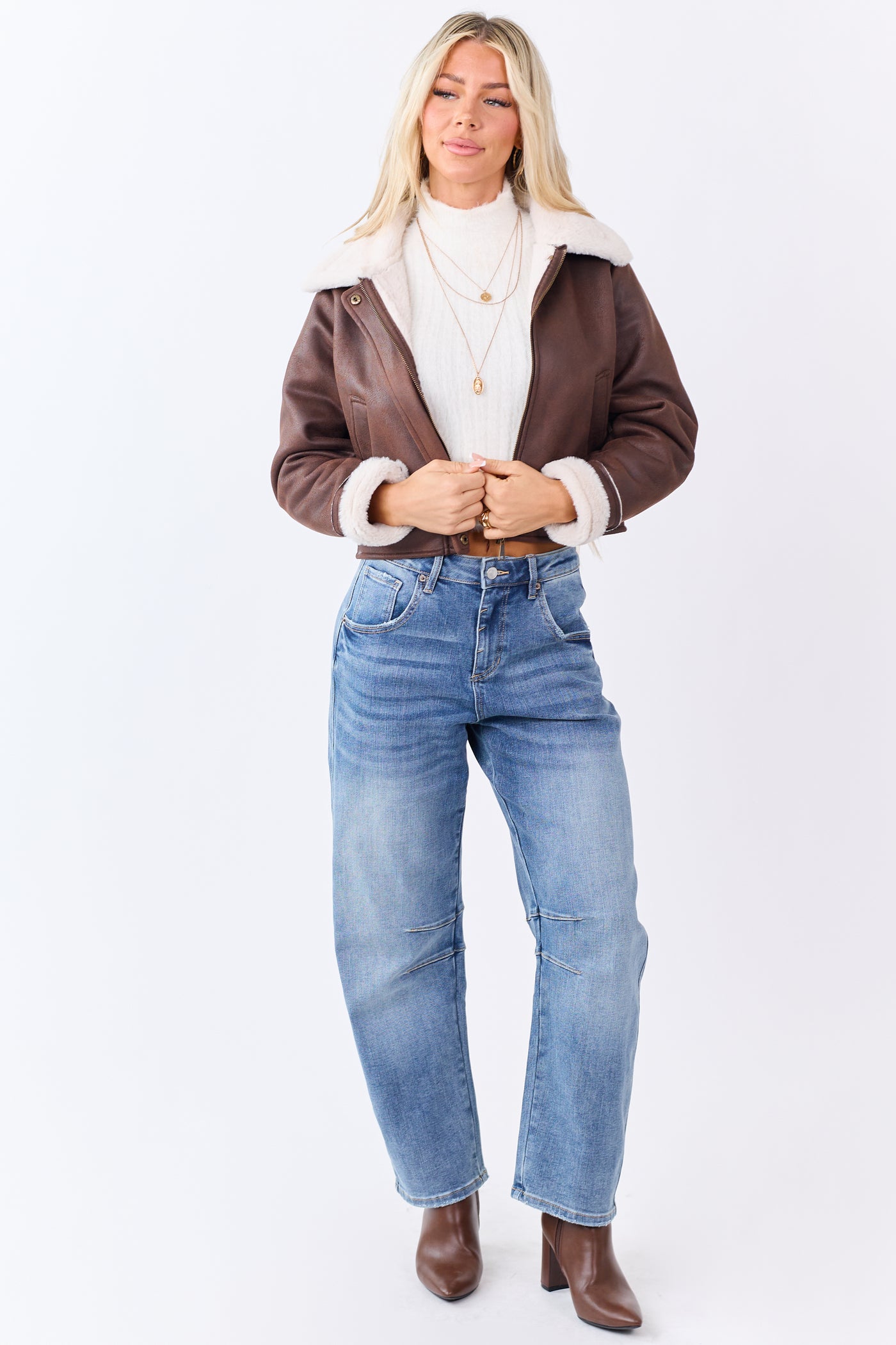 Mica Denim Medium Wash Stretchy Barrel Jeans