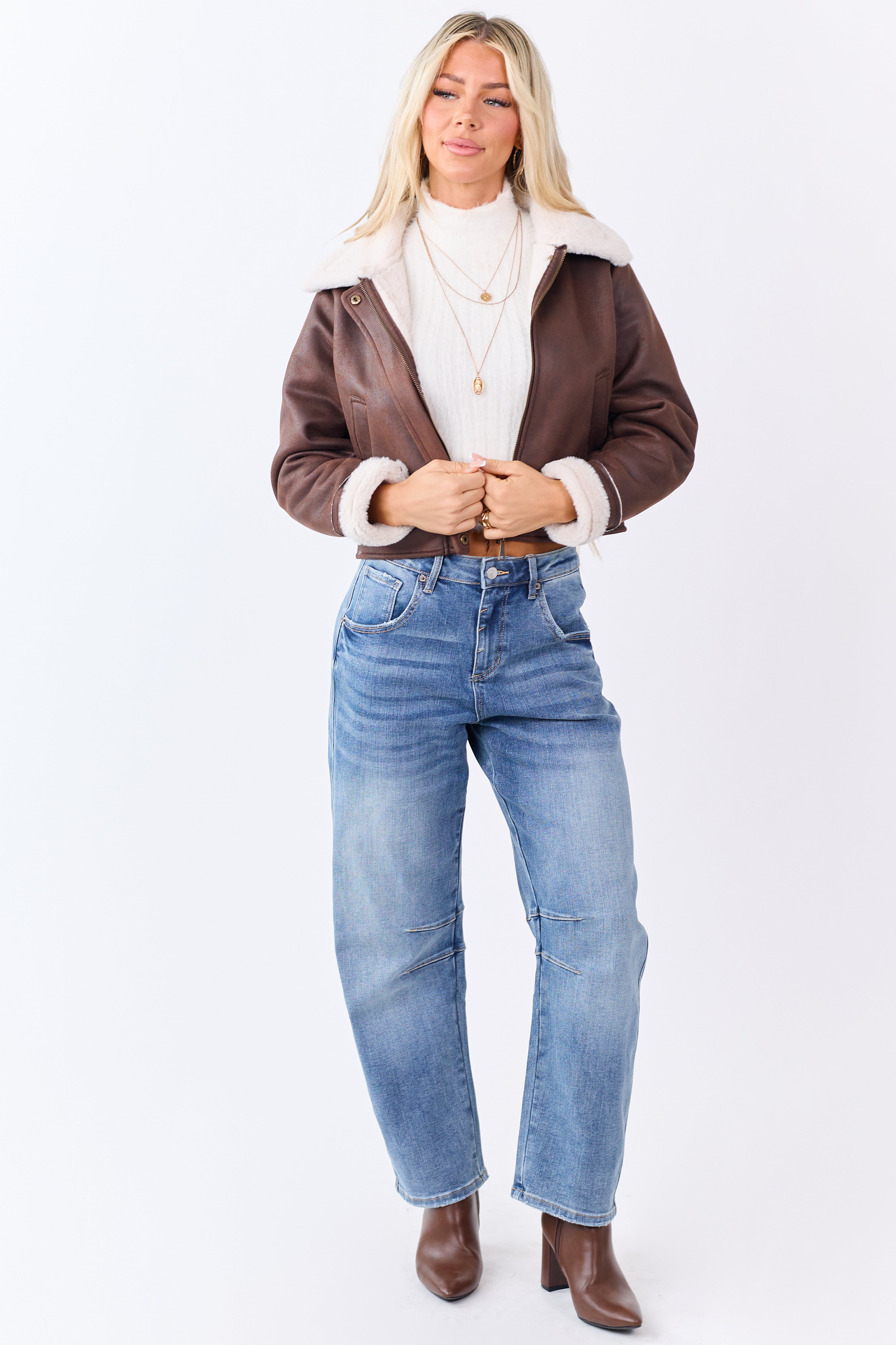 Mica Denim Medium Wash Stretchy Barrel Jeans