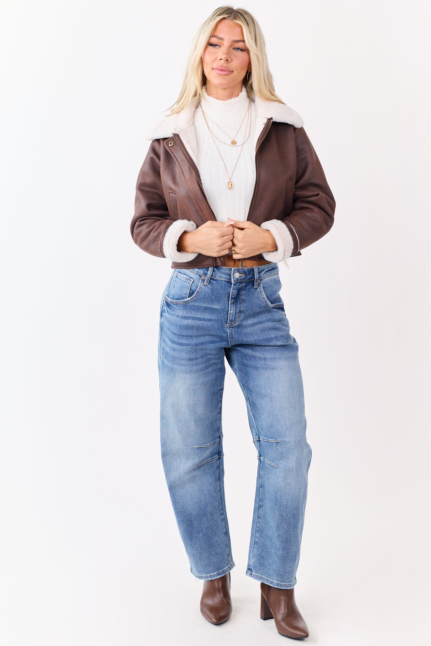 Mica Denim Medium Wash Stretchy Barrel Jeans