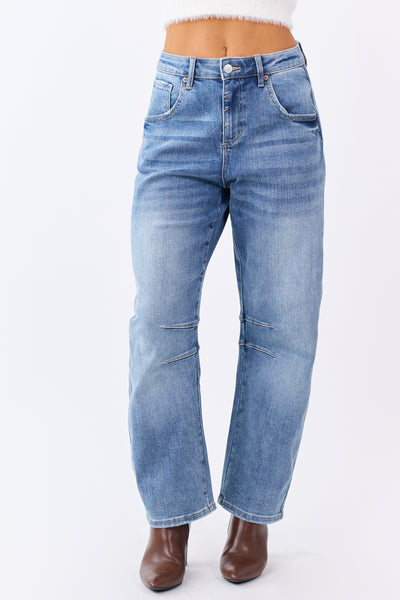 Mica Denim Medium Wash Stretchy Barrel Jeans