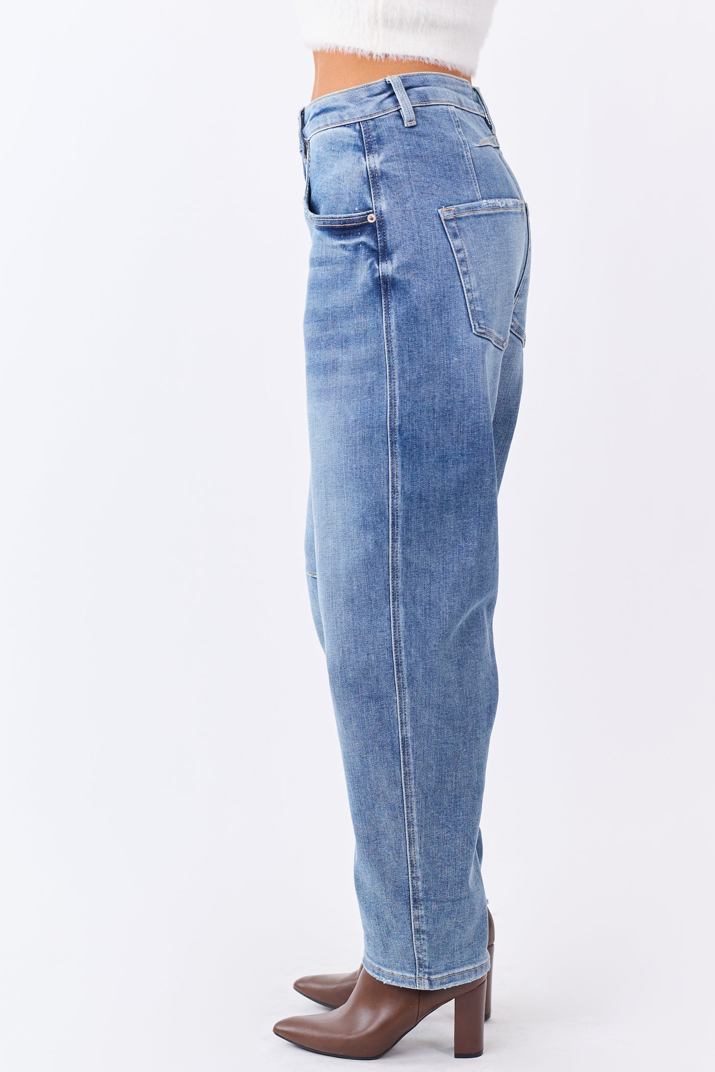 Mica Denim Medium Wash Stretchy Barrel Jeans