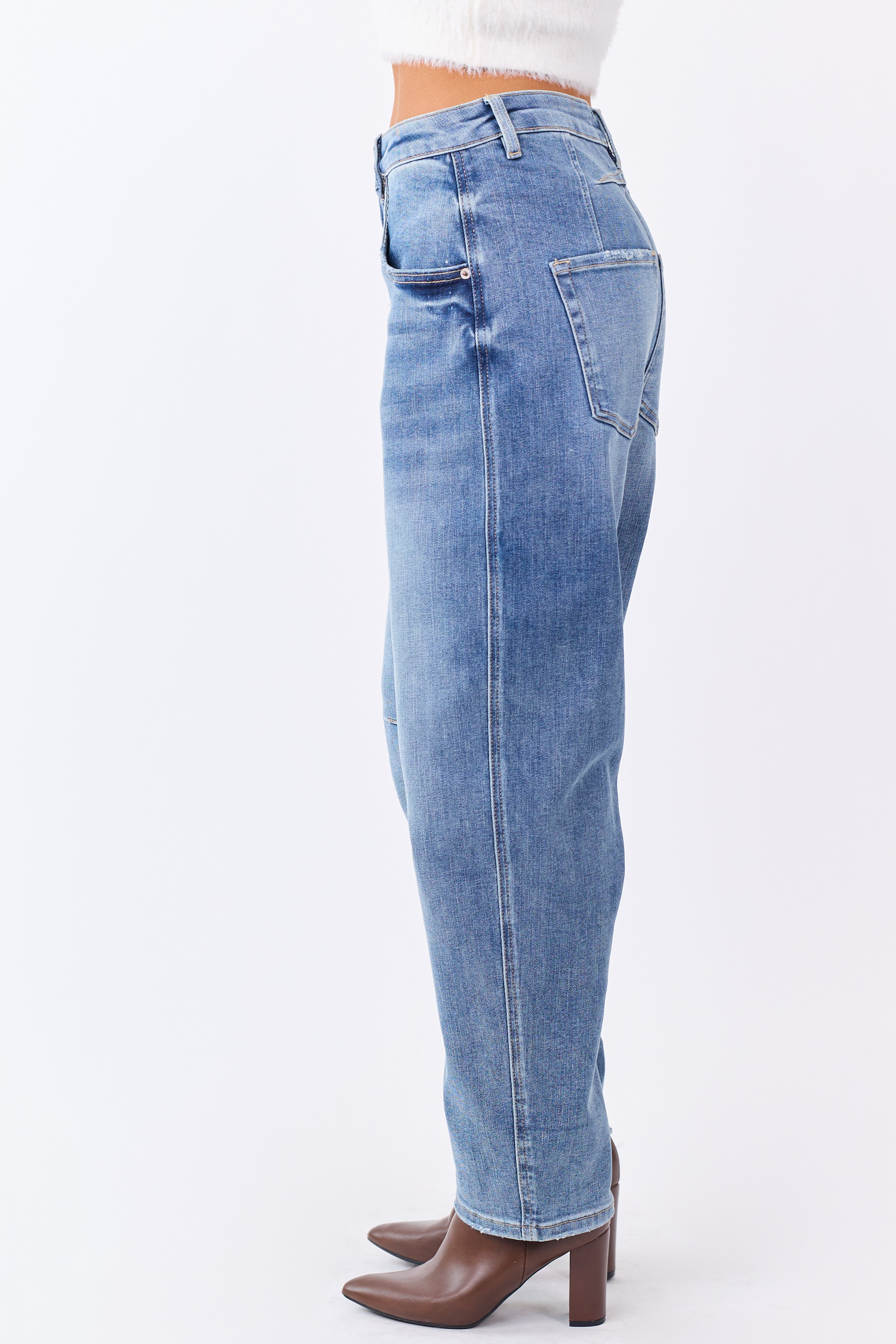 Mica Denim Medium Wash Stretchy Barrel Jeans