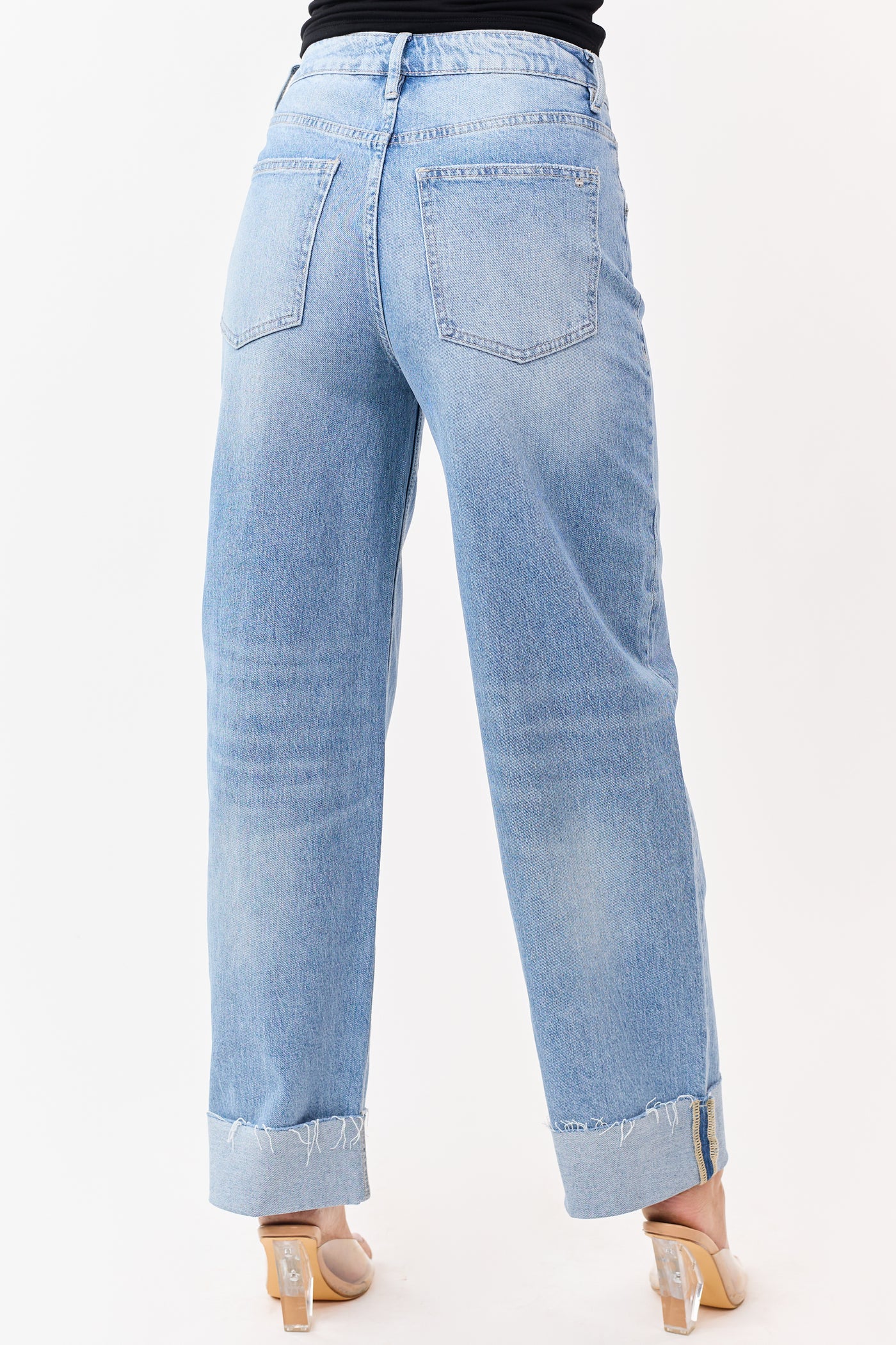 Mica Denim Medium Wash Stretchy Cuffed Barrel Jeans