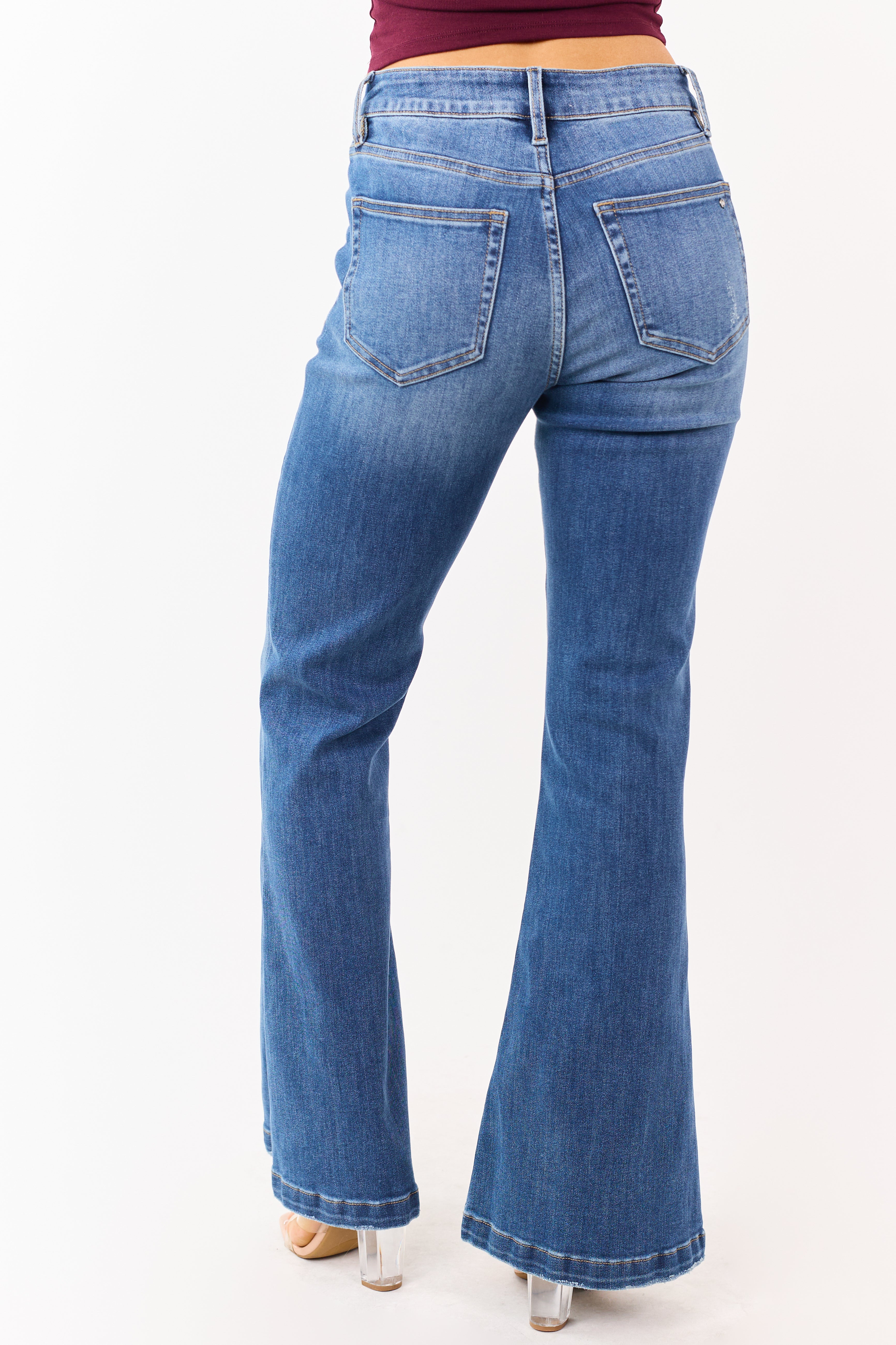 Mica Denim Medium Wash Stretchy Flare Jeans