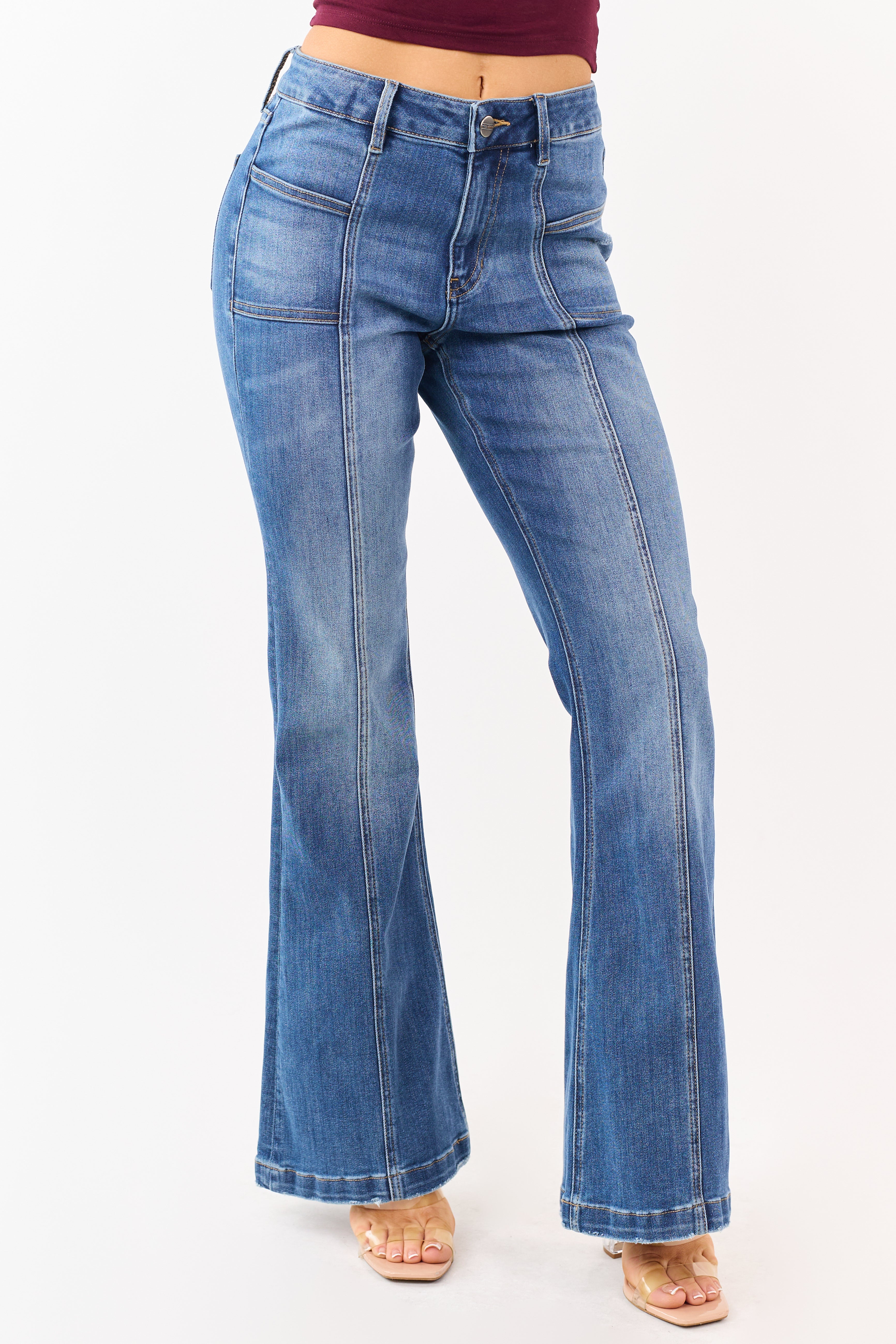 Mica Denim Medium Wash Stretchy Flare Jeans