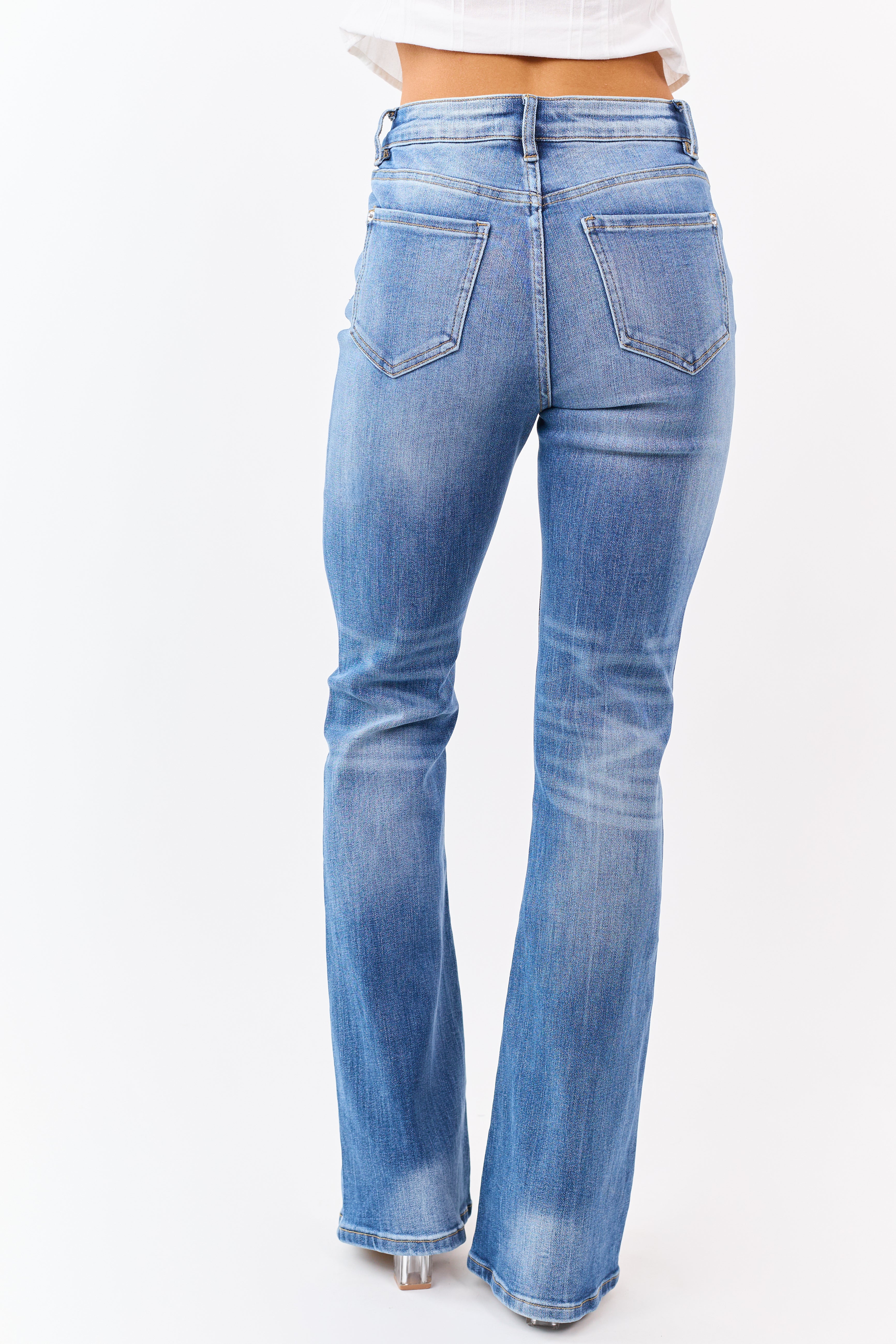 Mica Denim Medium Wash Stretchy Flare Leg Jeans