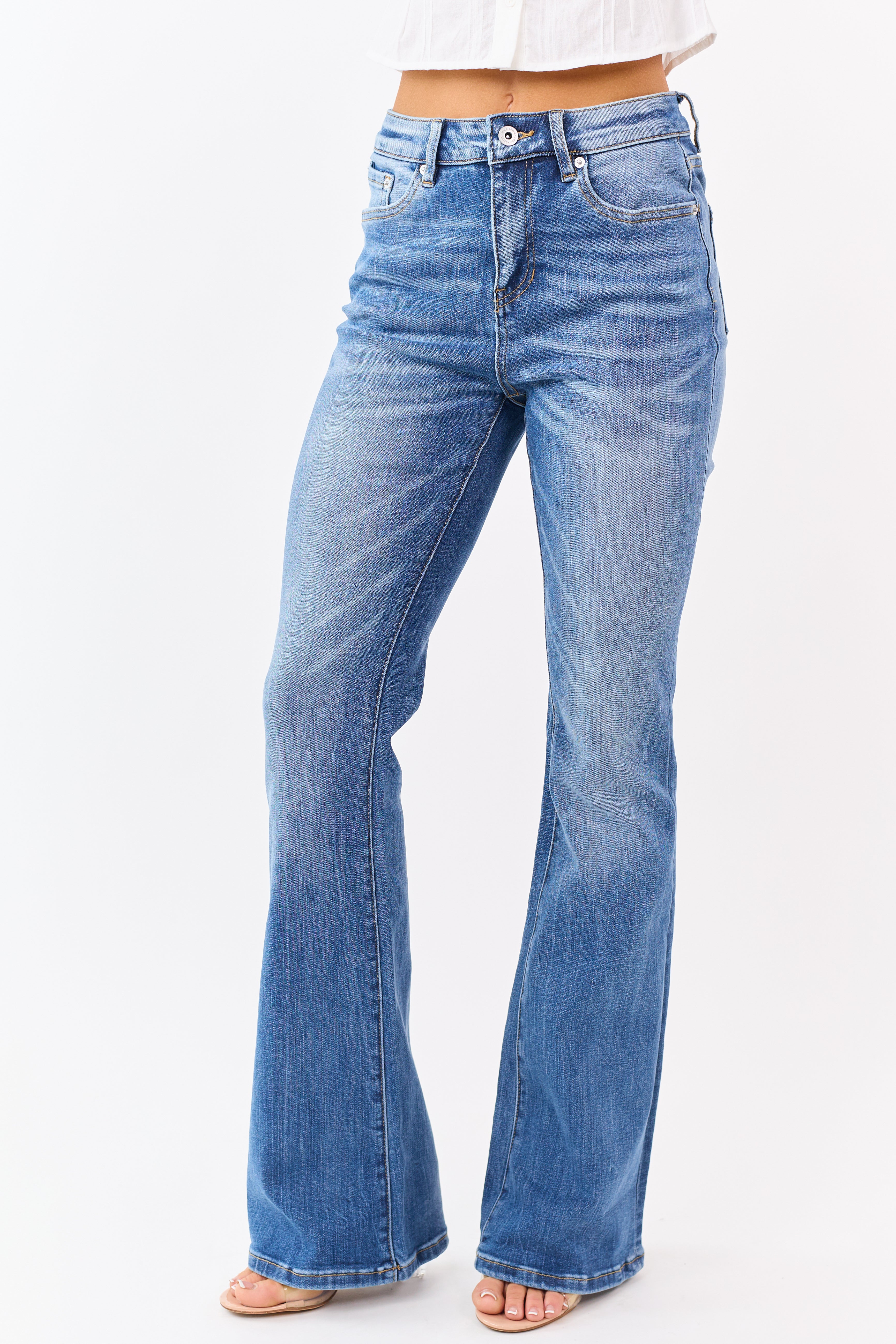 Mica Denim Medium Wash Stretchy Flare Leg Jeans