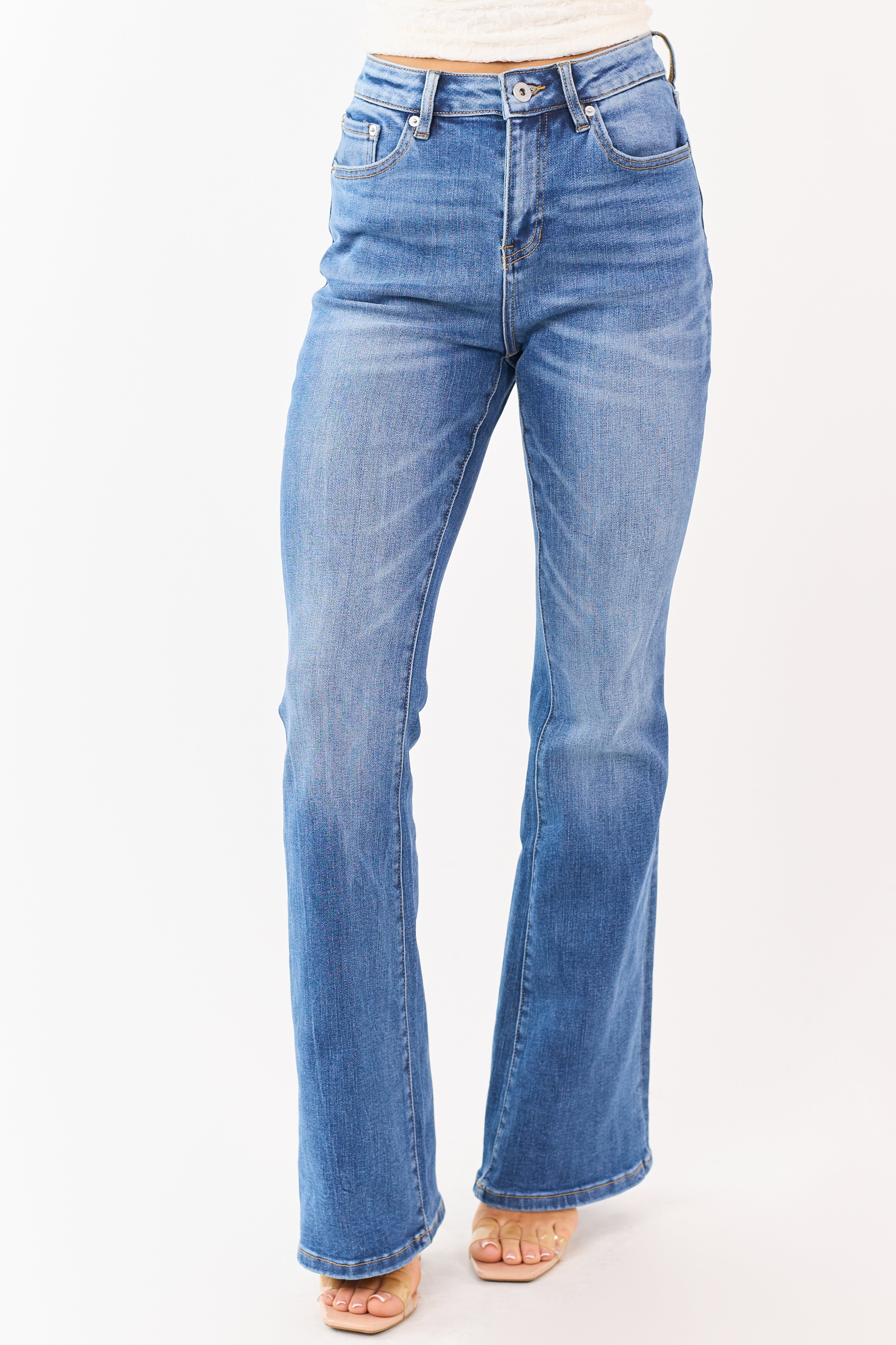 Mica Denim Medium Wash Stretchy Flare Leg Jeans