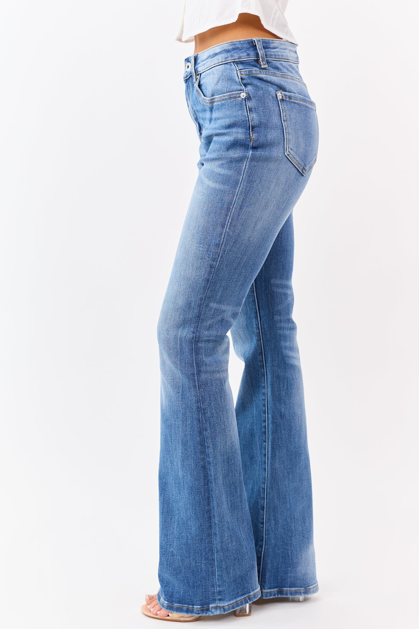 Mica Denim Medium Wash Stretchy Flare Leg Jeans