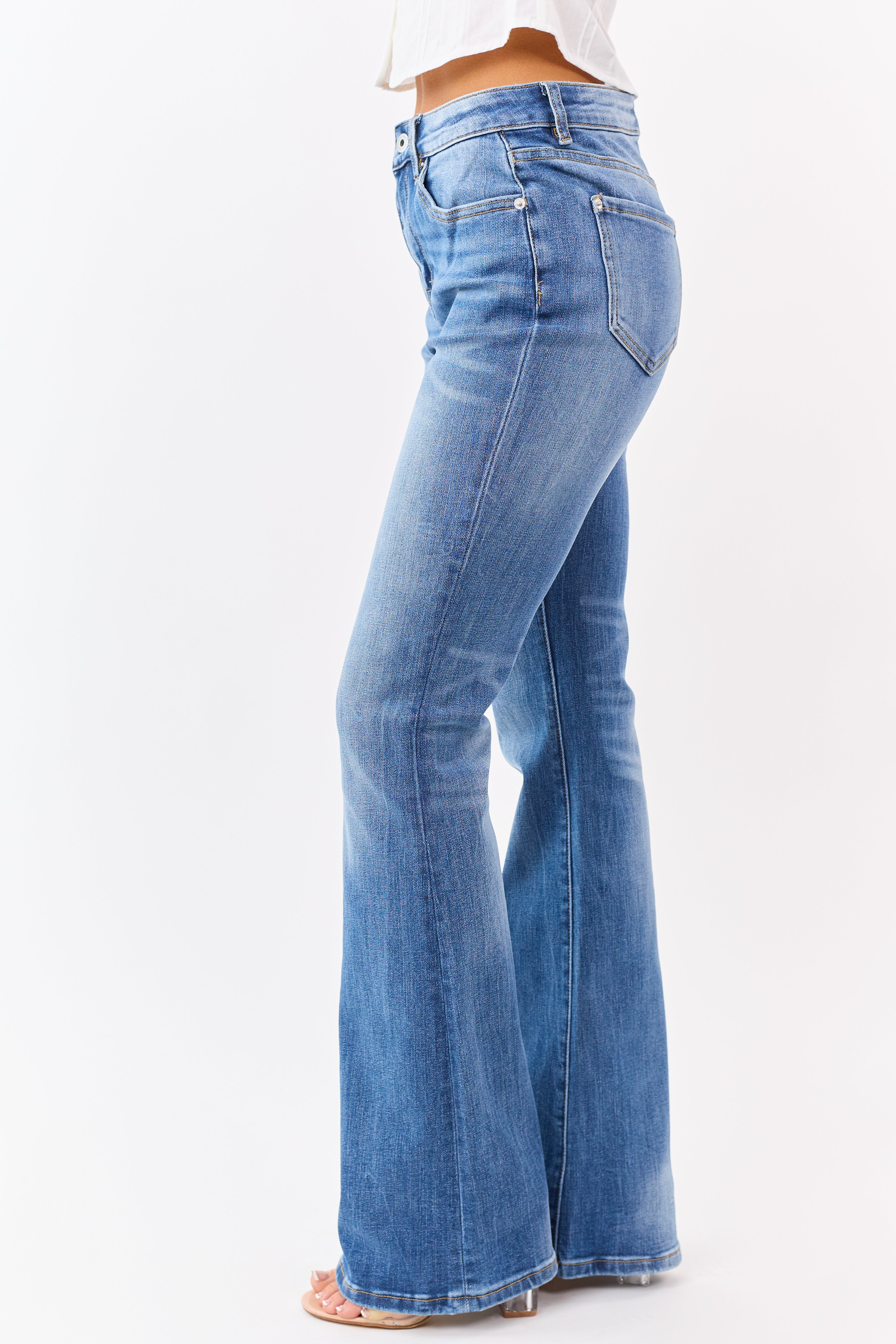 Mica Denim Medium Wash Stretchy Flare Leg Jeans