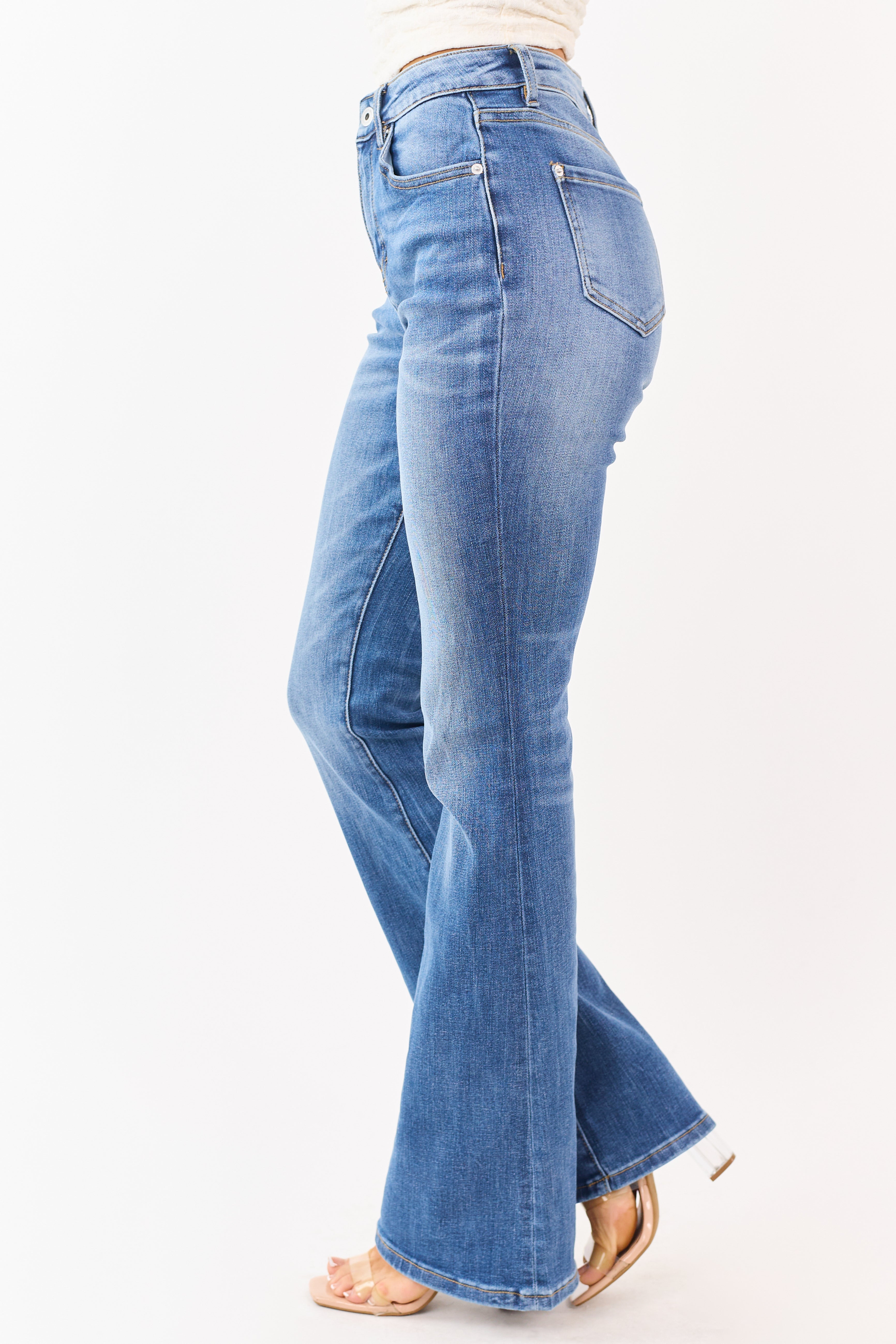 Mica Denim Medium Wash Stretchy Flare Leg Jeans
