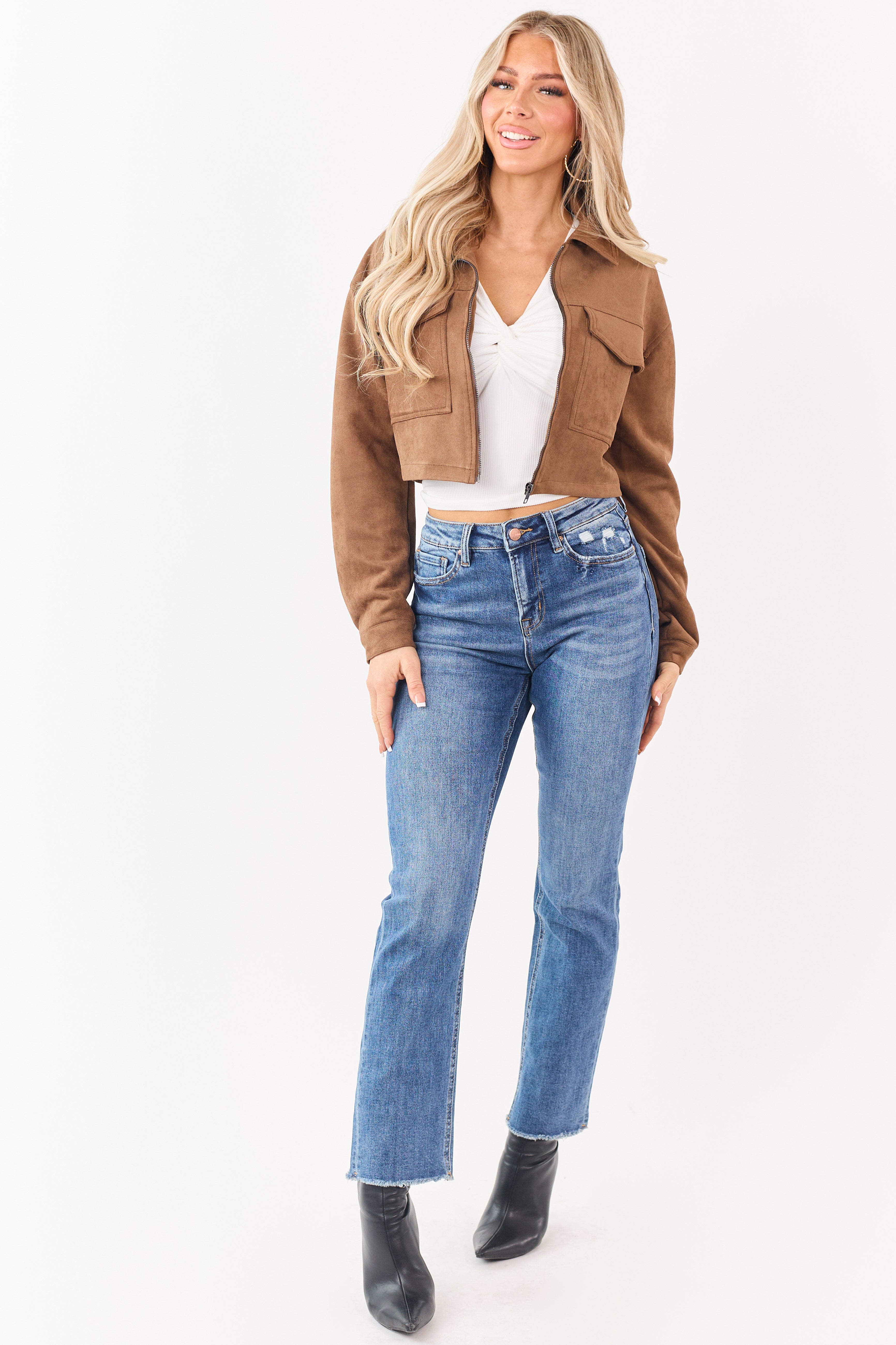 Mica Denim Medium Wash Stretchy Straight Jeans