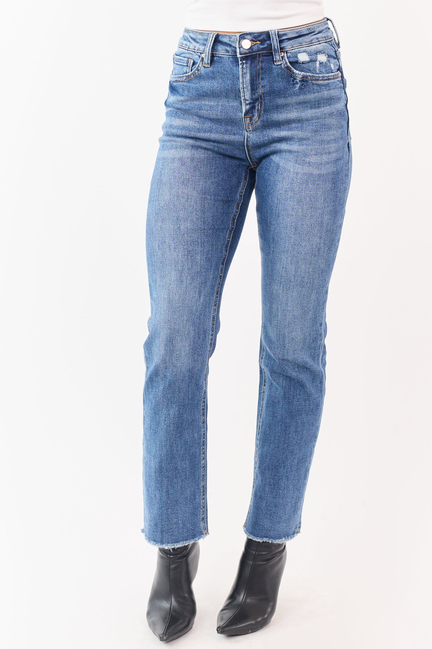 Mica Denim Medium Wash Stretchy Straight Jeans