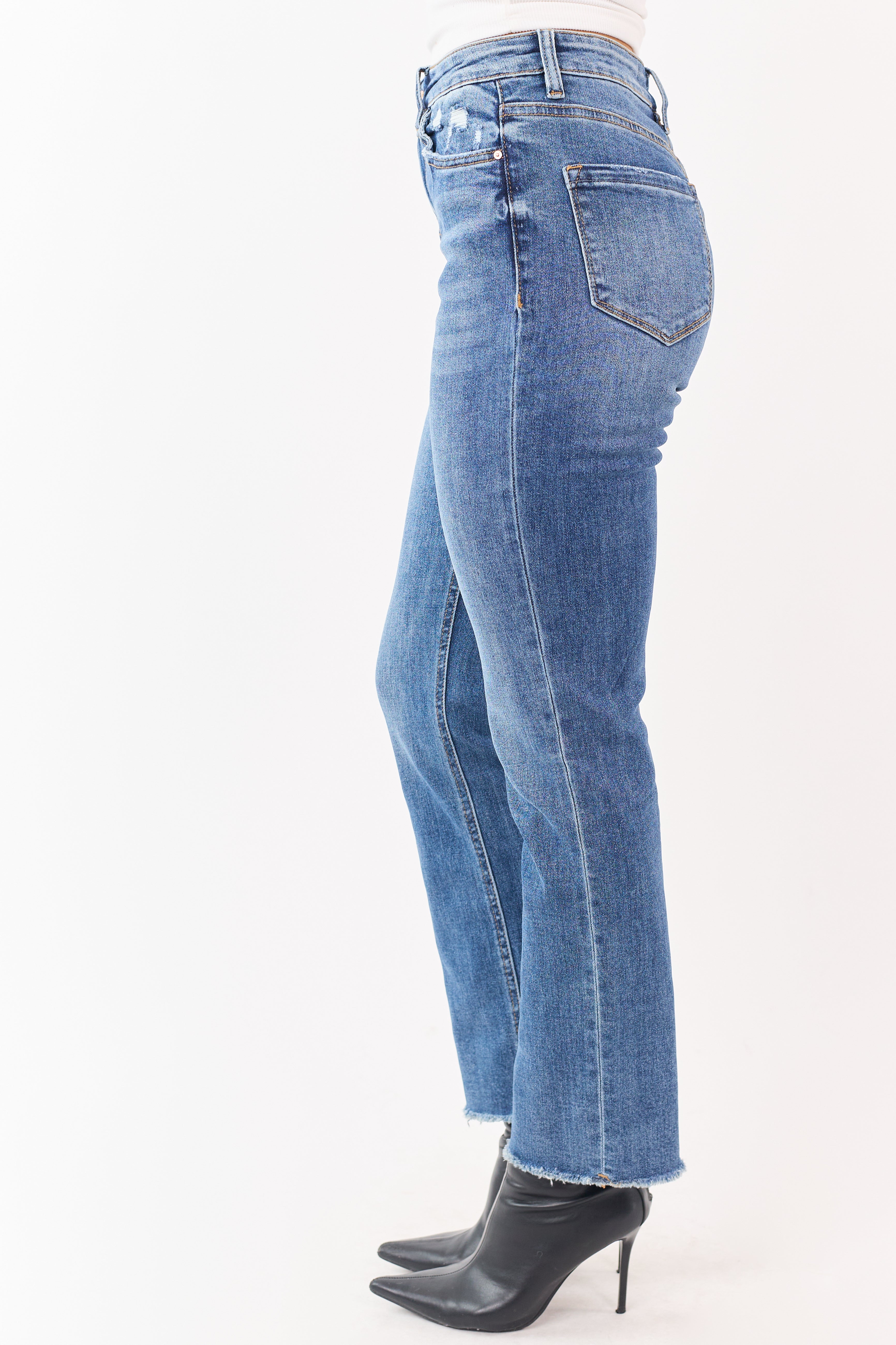 Mica Denim Medium Wash Stretchy Straight Jeans