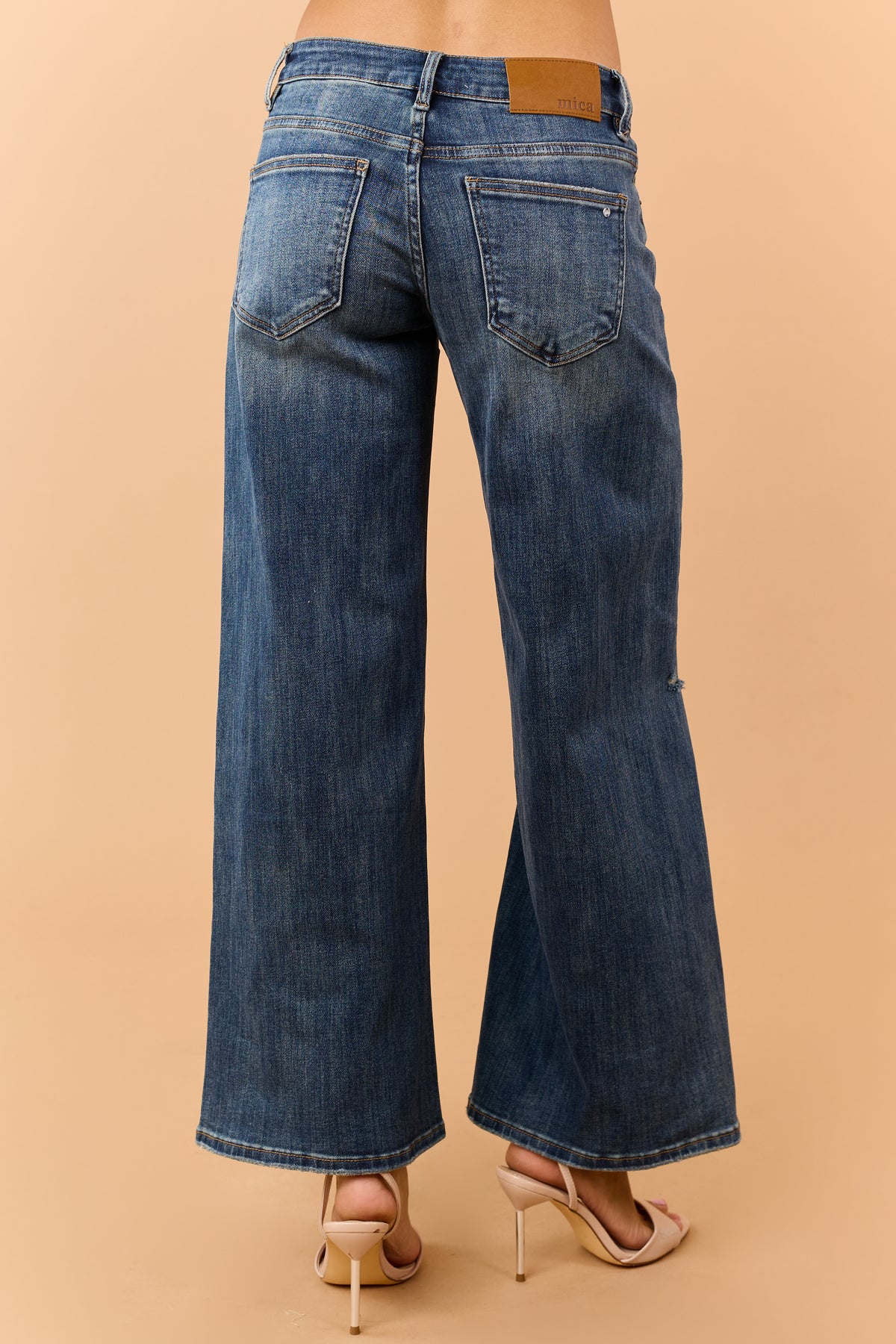 Mica Denim Medium Wash Stretchy Wide Leg Jeans