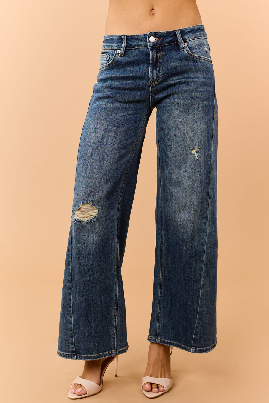 Mica Denim Medium Wash Stretchy Wide Leg Jeans