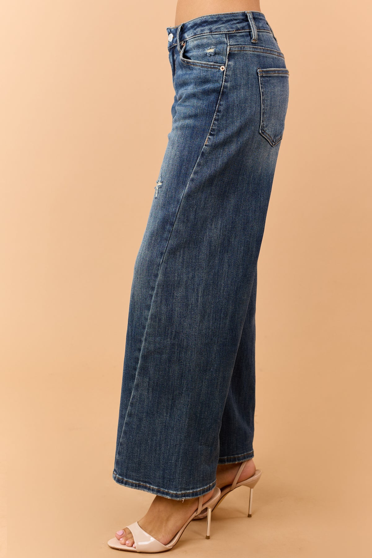 Mica Denim Medium Wash Stretchy Wide Leg Jeans