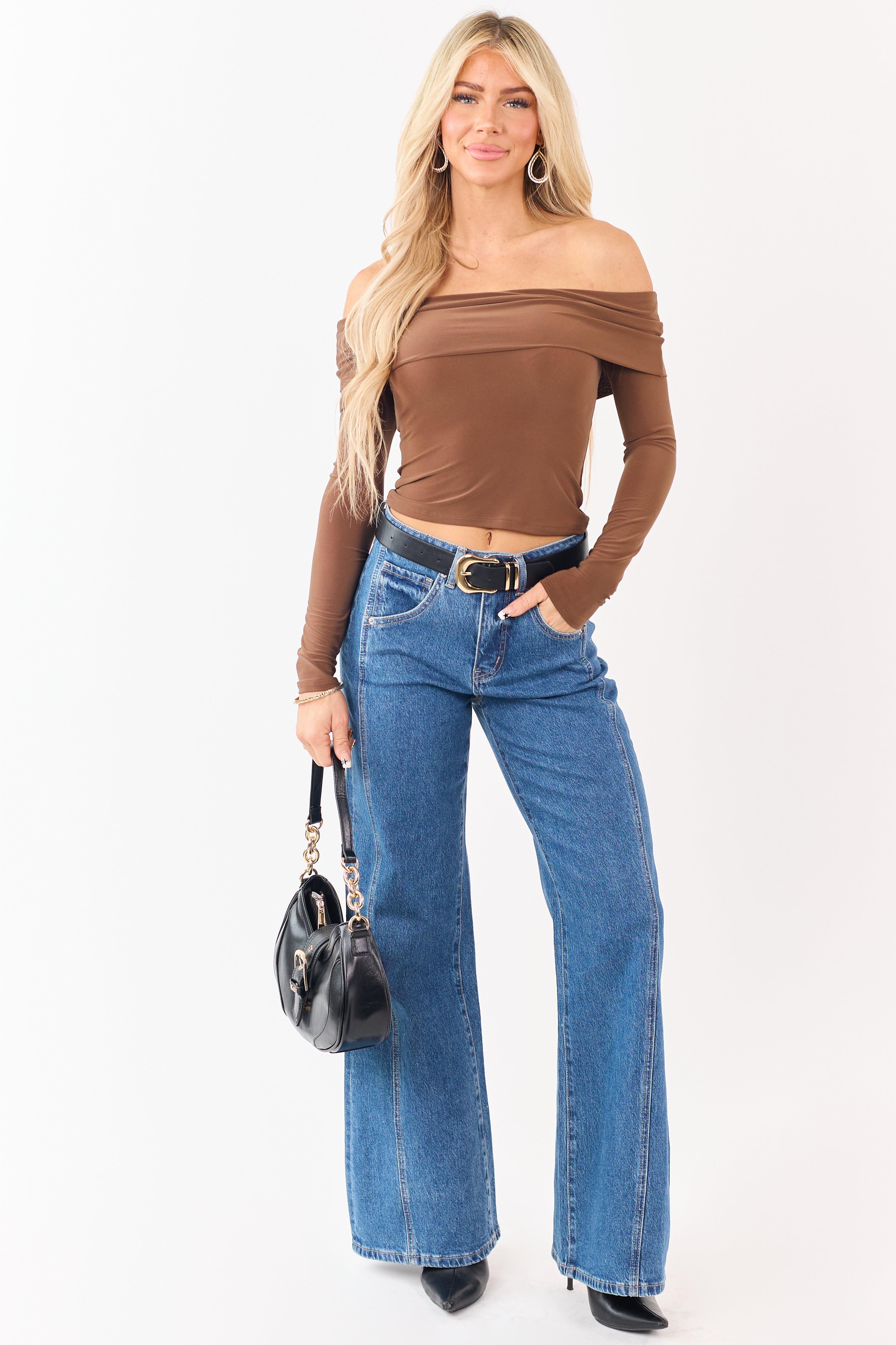 Mica Denim Medium Wash Wide Leg Tummy Control Jeans | Lime Lush