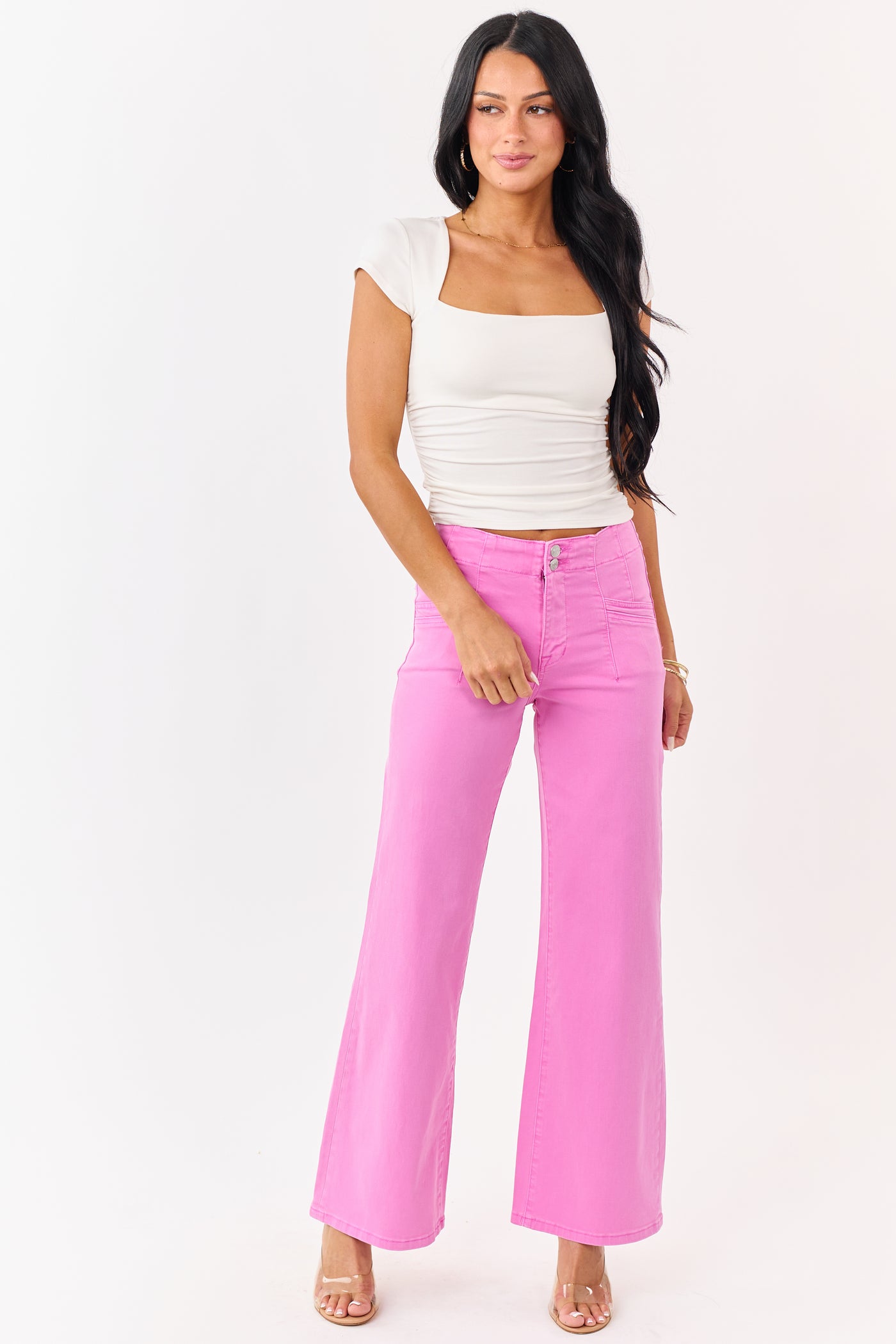 Mica Denim Mulberry Stretchy Wide Leg Jeans