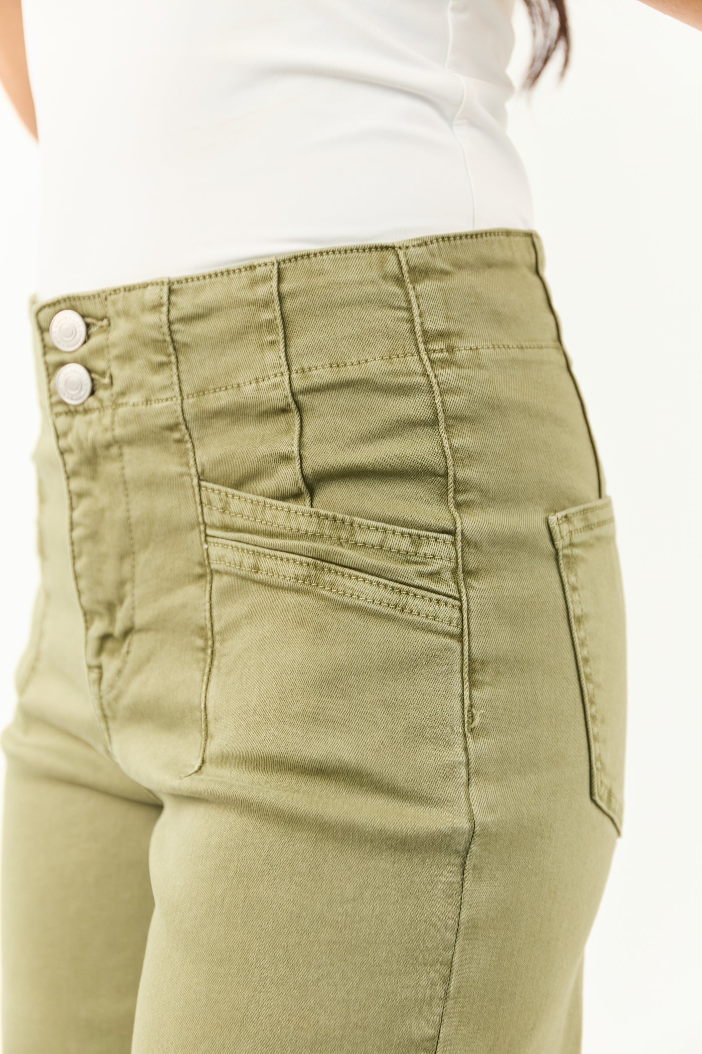 Mica Denim Pistachio Wide Leg Stretchy Jeans